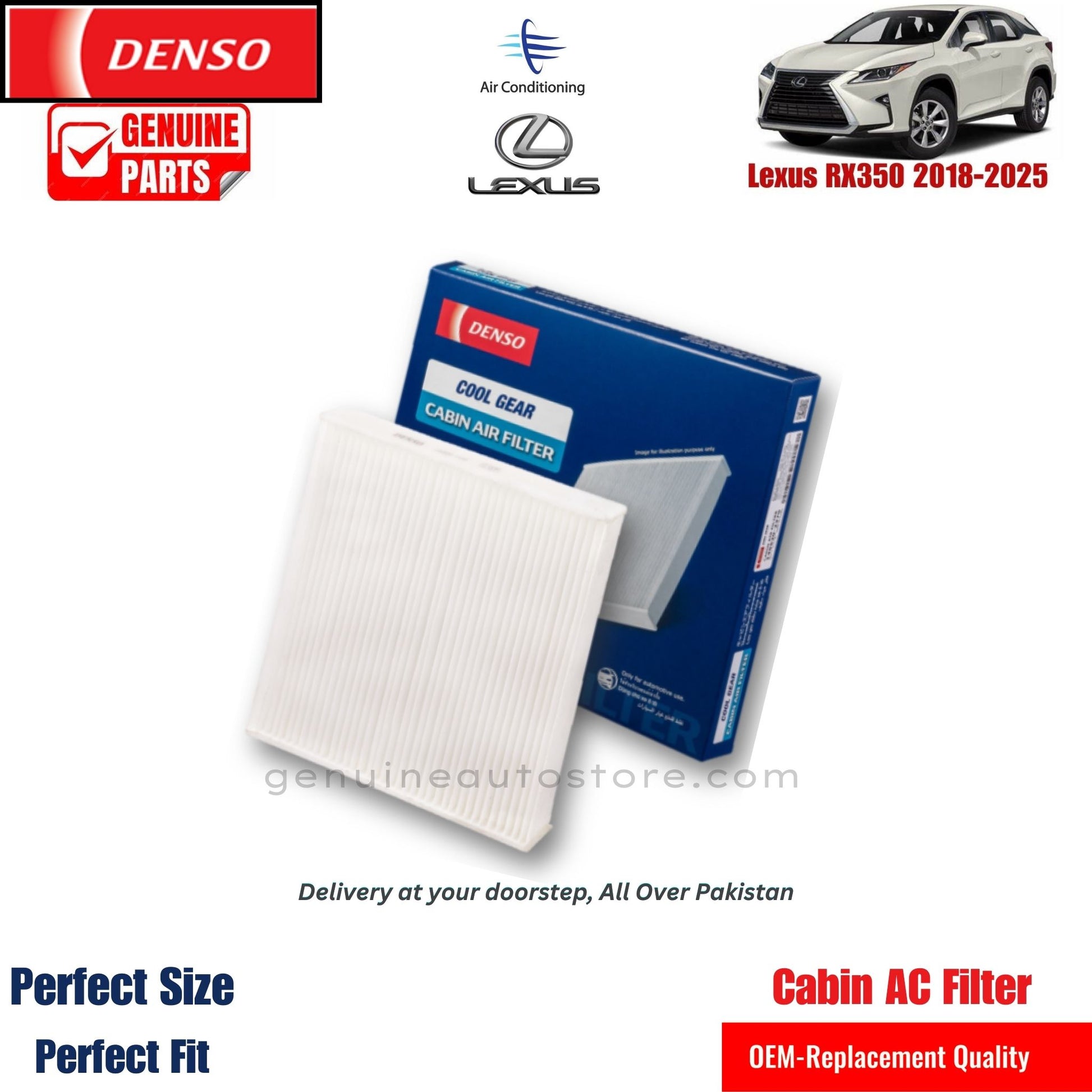 Lexus RX350 2018-2025 Denso Genuine Cabin Ac Filter in Pakistan. 100% Genuine, Reliable, Best Price, Cash on Delivery Available