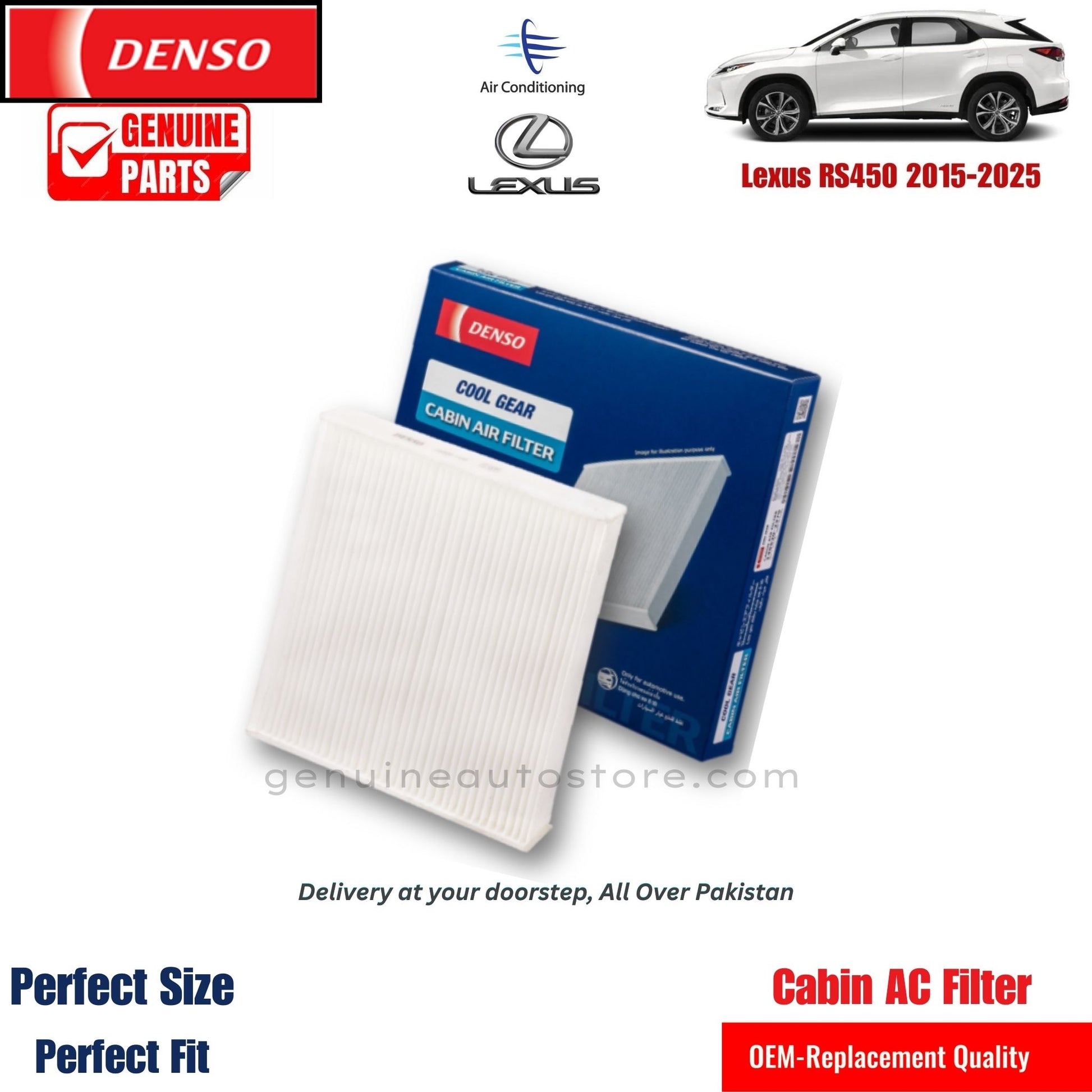 Lexus RX450 2015-2025  Denso Genuine Cabin Ac Filter in Pakistan. 100% Genuine, Reliable, Best Price, Cash on Delivery Available