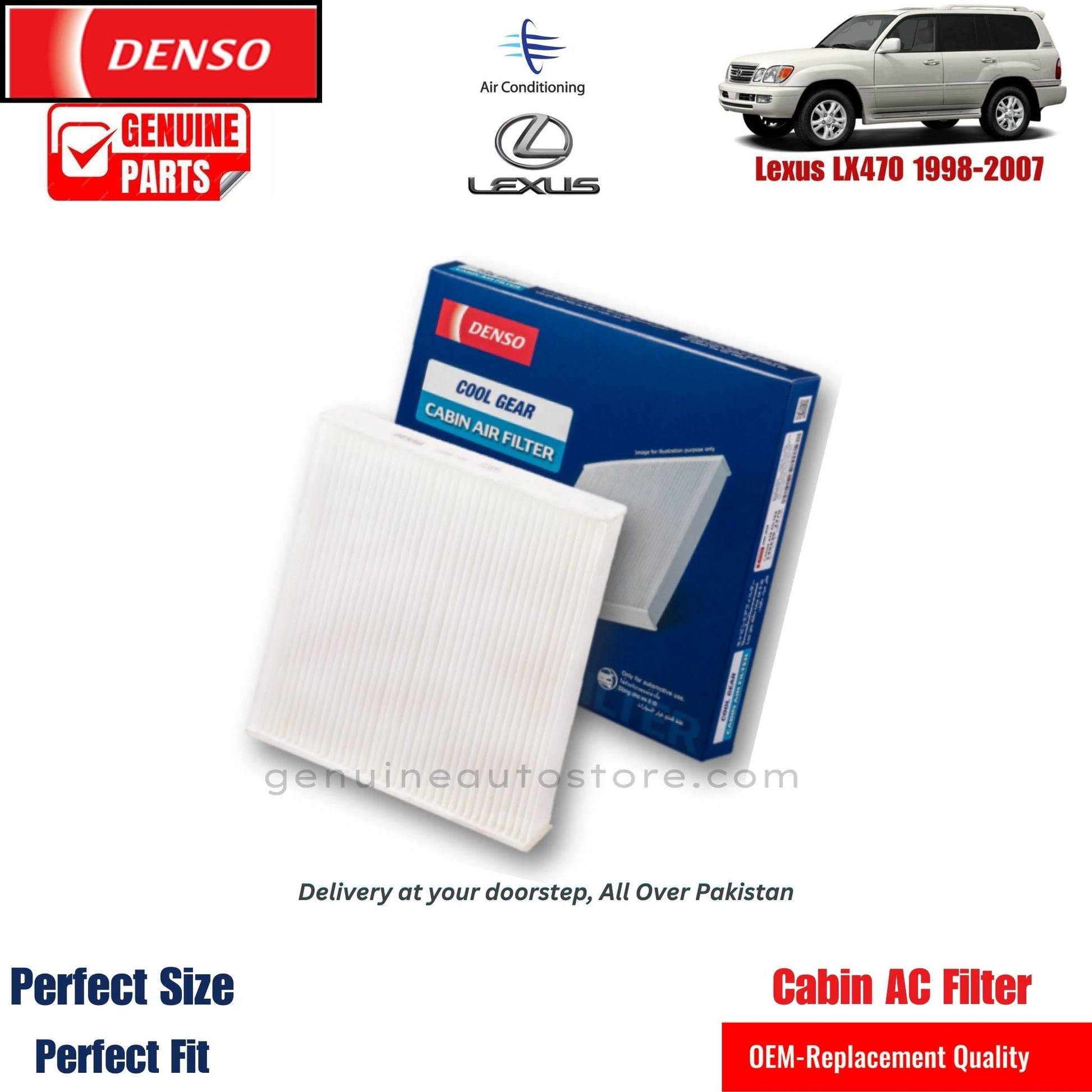 Lexus RX470 1998-2007 Denso Genuine Cabin Ac Filter in Pakistan. 100% Genuine, Reliable, Best Price, Cash on Delivery Available