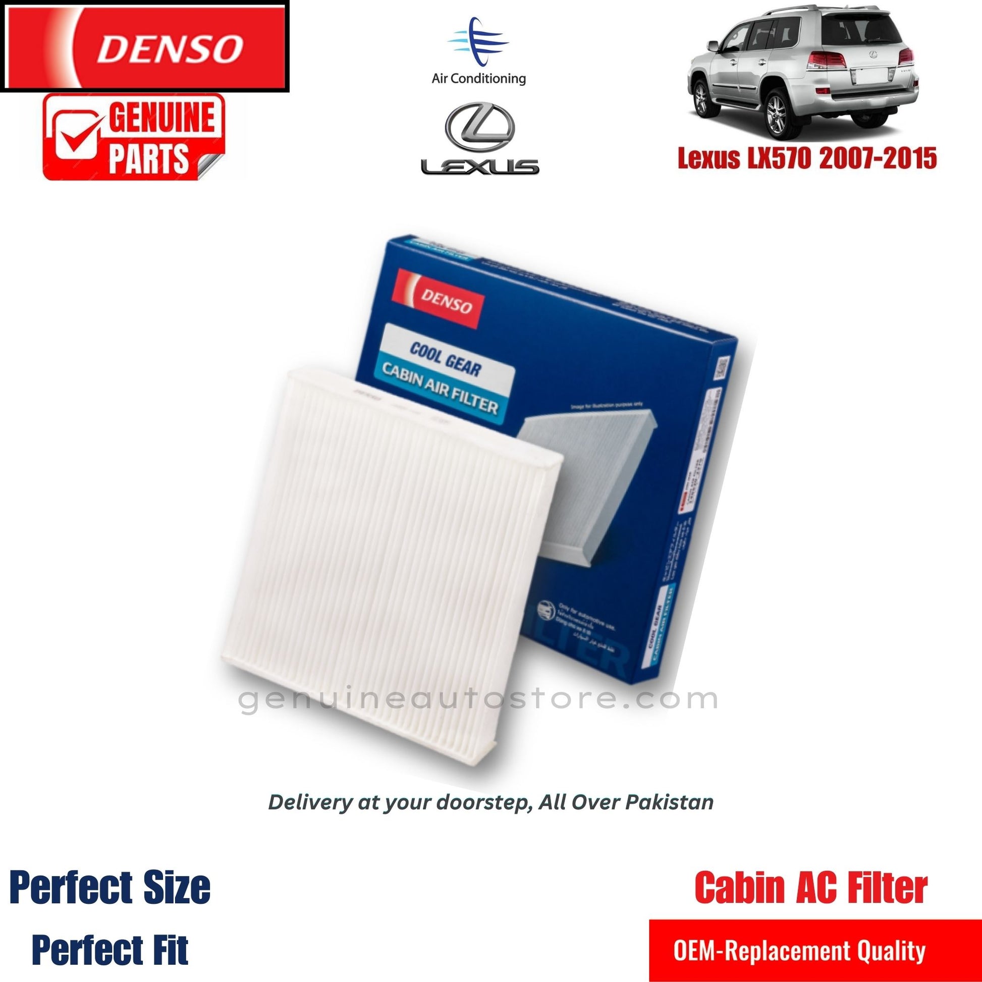 Lexus RX570 2007-2015 Denso Genuine Cabin Ac Filter in Pakistan. 100% Genuine, Reliable, Best Price, Cash on Delivery Available