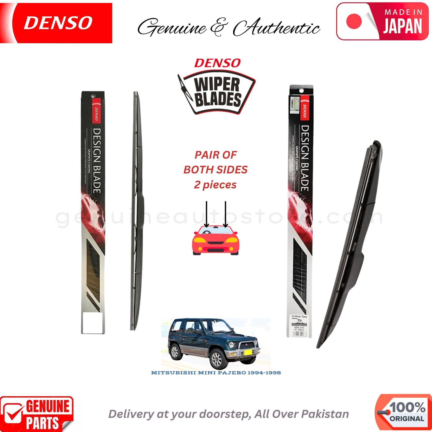 MISTUBISHI MINI PAJERO 1994-1998 DENSO JAPAN WIPER BLADE SET in Pakistan. 100% Genuine, Original, Best Price, Cash on Delivery Available
