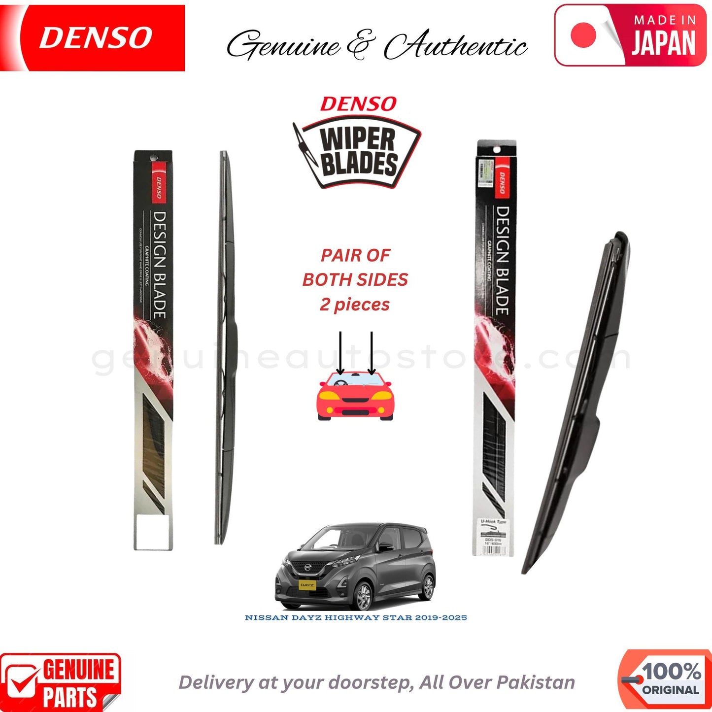 NISSAN DAYZ HIGHWAY STAR 2019-2025 DENSO JAPAN WIPER BLADE SET in Pakistan. 100% Genuine, Original, Best Price, Cash on Delivery Available