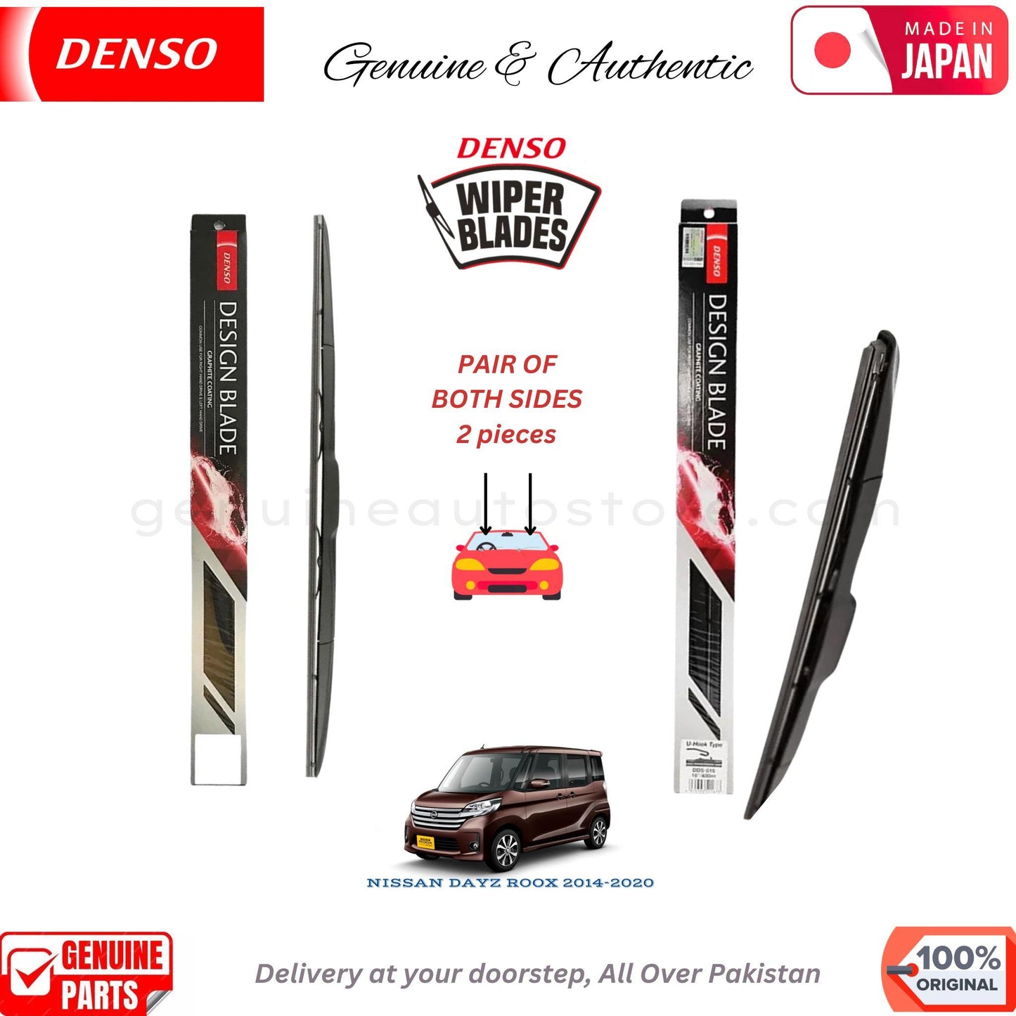 NISSAN DAYZ ROOX 2014-2020 DENSO JAPAN WIPER BLADE SET in Pakistan. 100% Genuine, Original, Best Price, Cash on Delivery Available