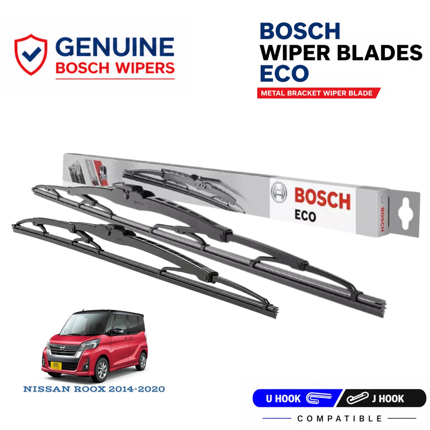 Bosch Genuine metal front wiper set for Nissan Roox 2014-2020, pair of two