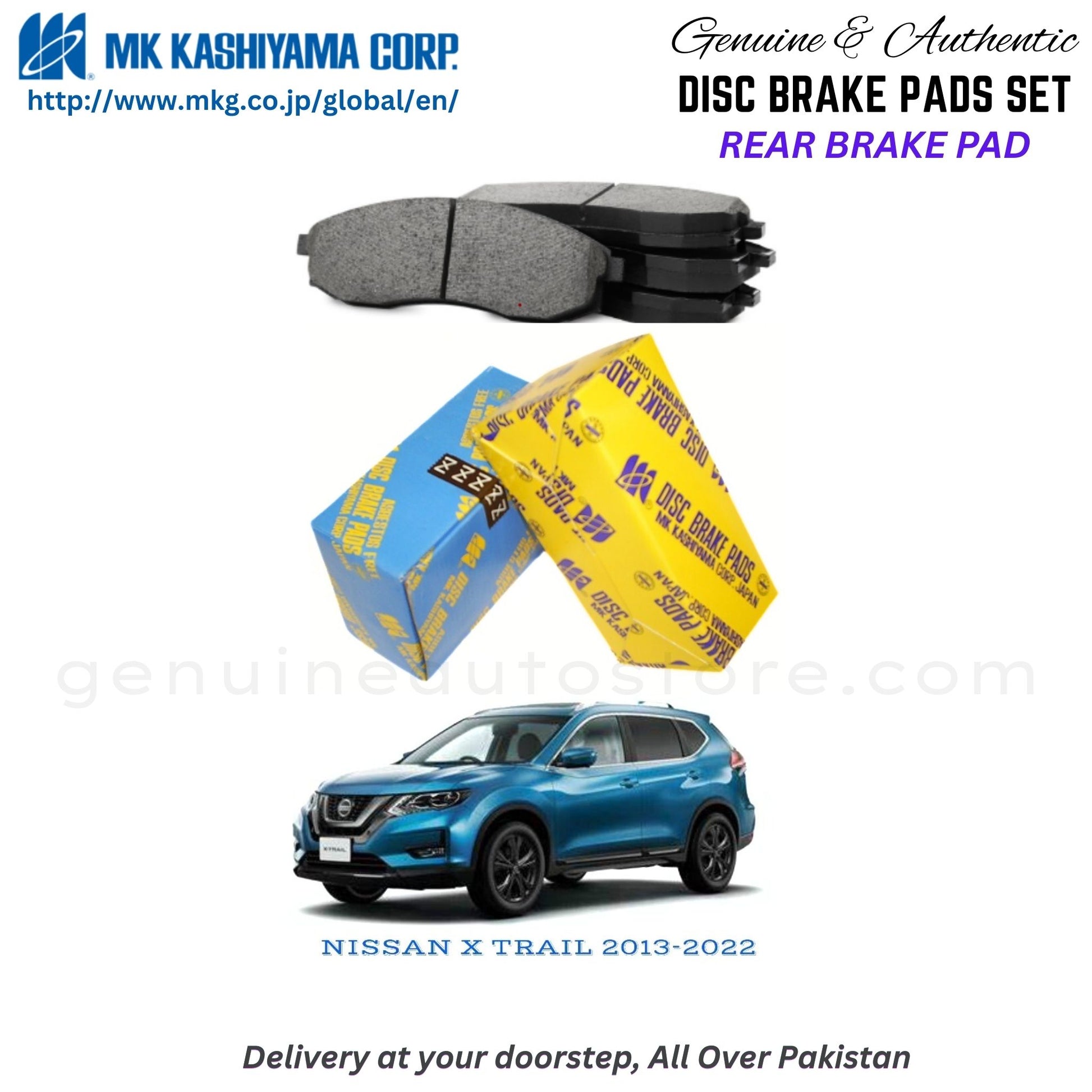 NISSAN X TRAIL 2013-2022 Rear Brake Pads MK Japan in Pakistan. 100% Genuine, Reliable, Best Price, Cash on Delivery Available