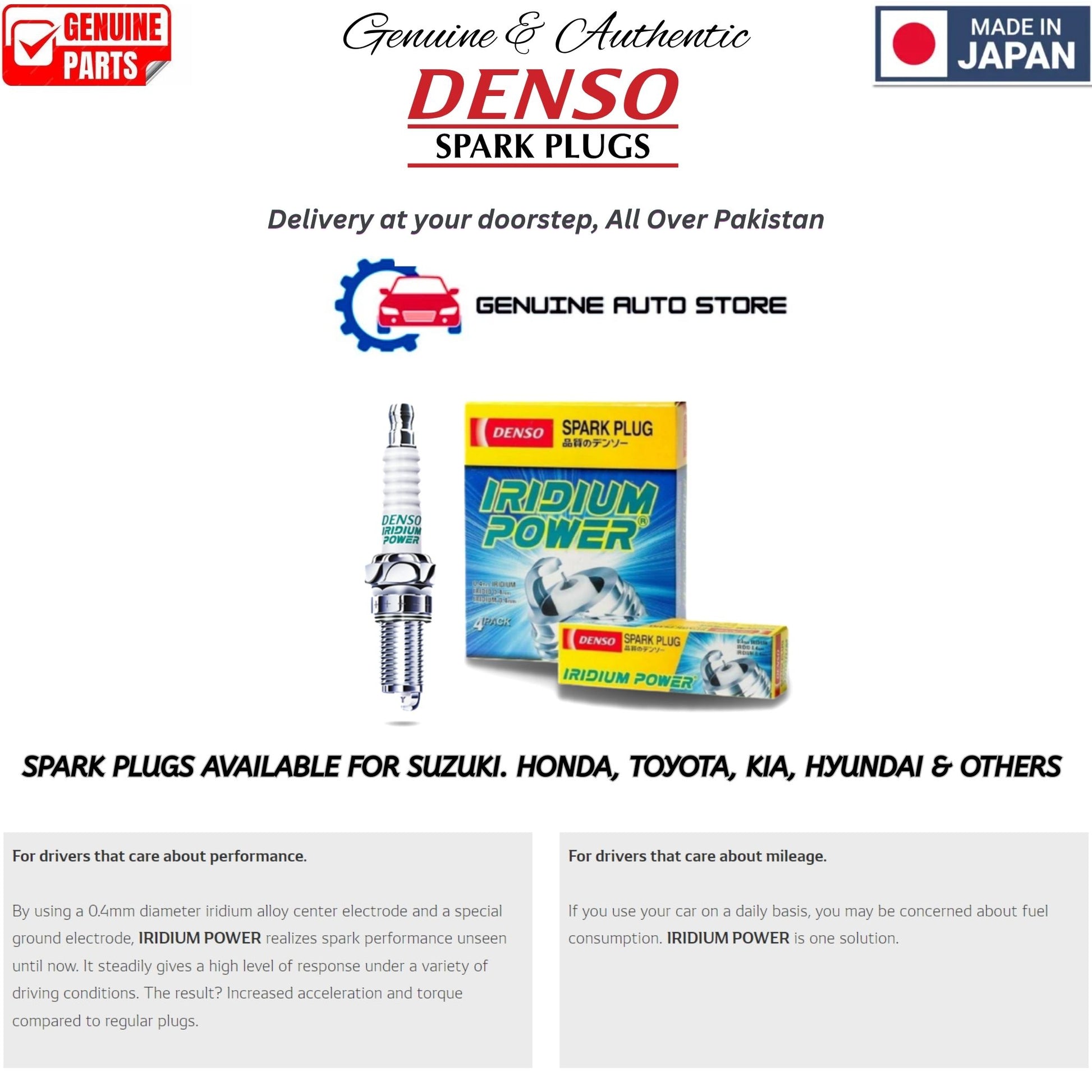 Suzuki Alto Japan 2021-2025 Denso Iridium Spark Plug in Pakistan, 100% Genuine, Reliable, Best Price, Cash on Delivery Available
