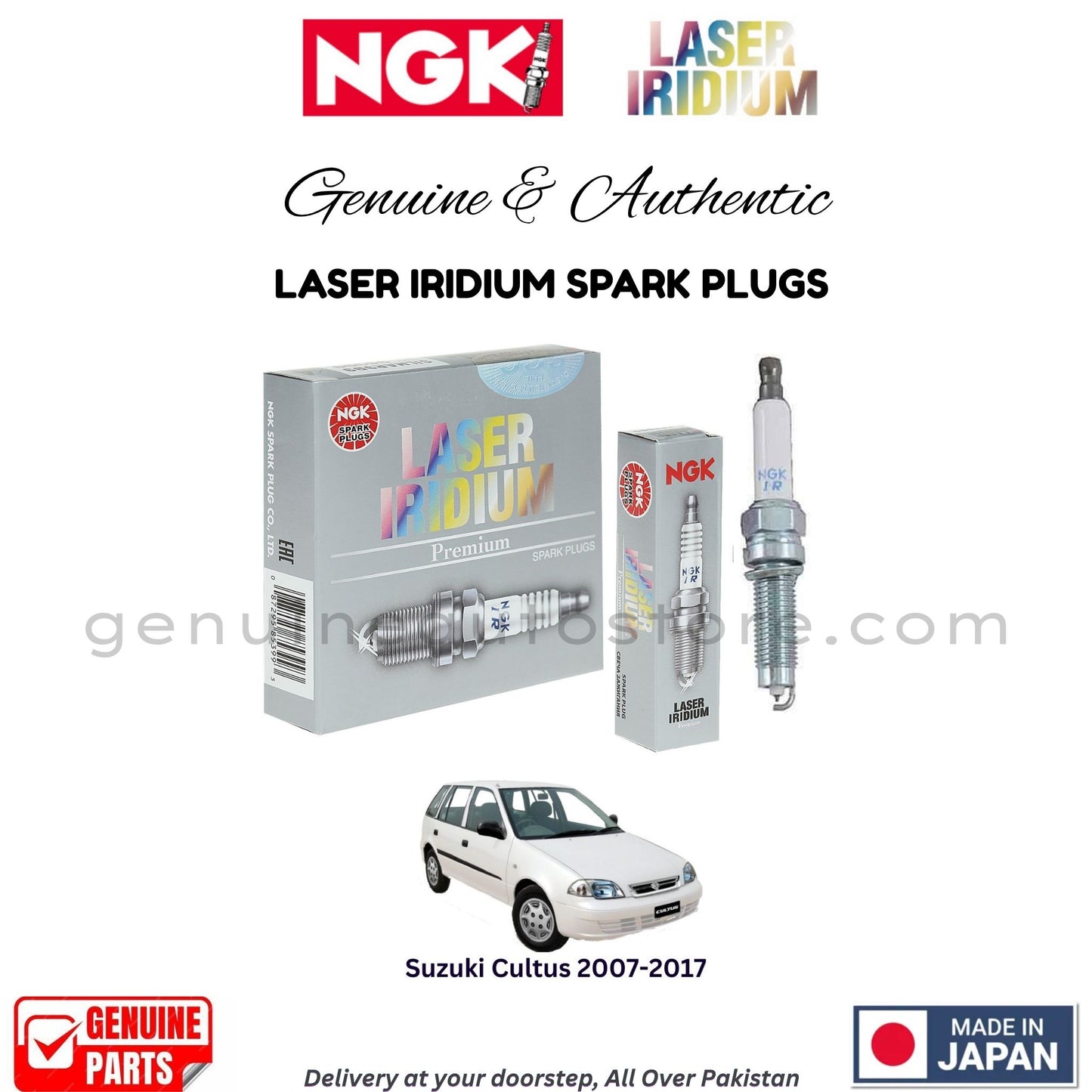 Suzuki Cultus 2007-2017 NGK LASER IRIDIUM SPARK PLUGS in Pakistan. 100% Genuine, Reliable, Best Price, Cash on Delivery Available