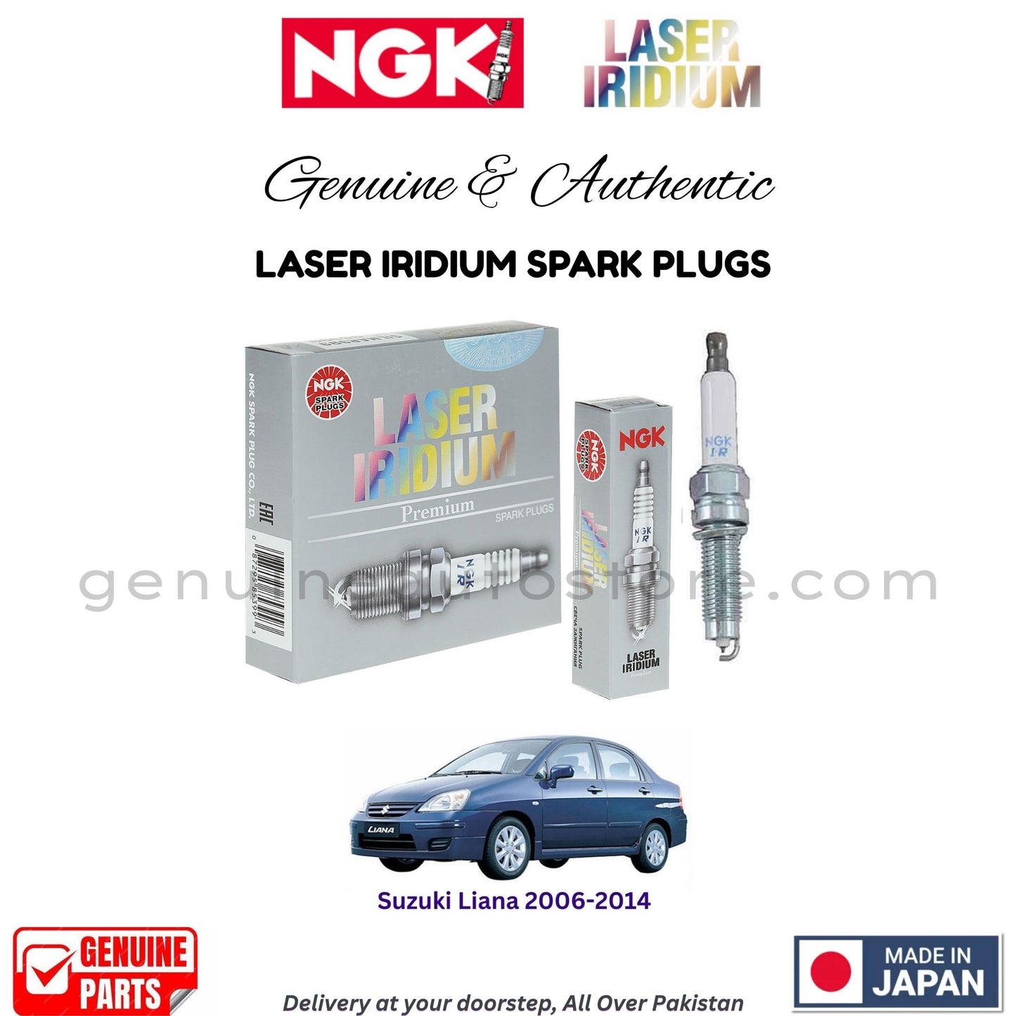 Suzuki Liana 2006-2014 NGK LASER IRIDIUM SPARK PLUGS in Pakistan. 100% Genuine, Reliable, Best Price, Cash on Delivery Available