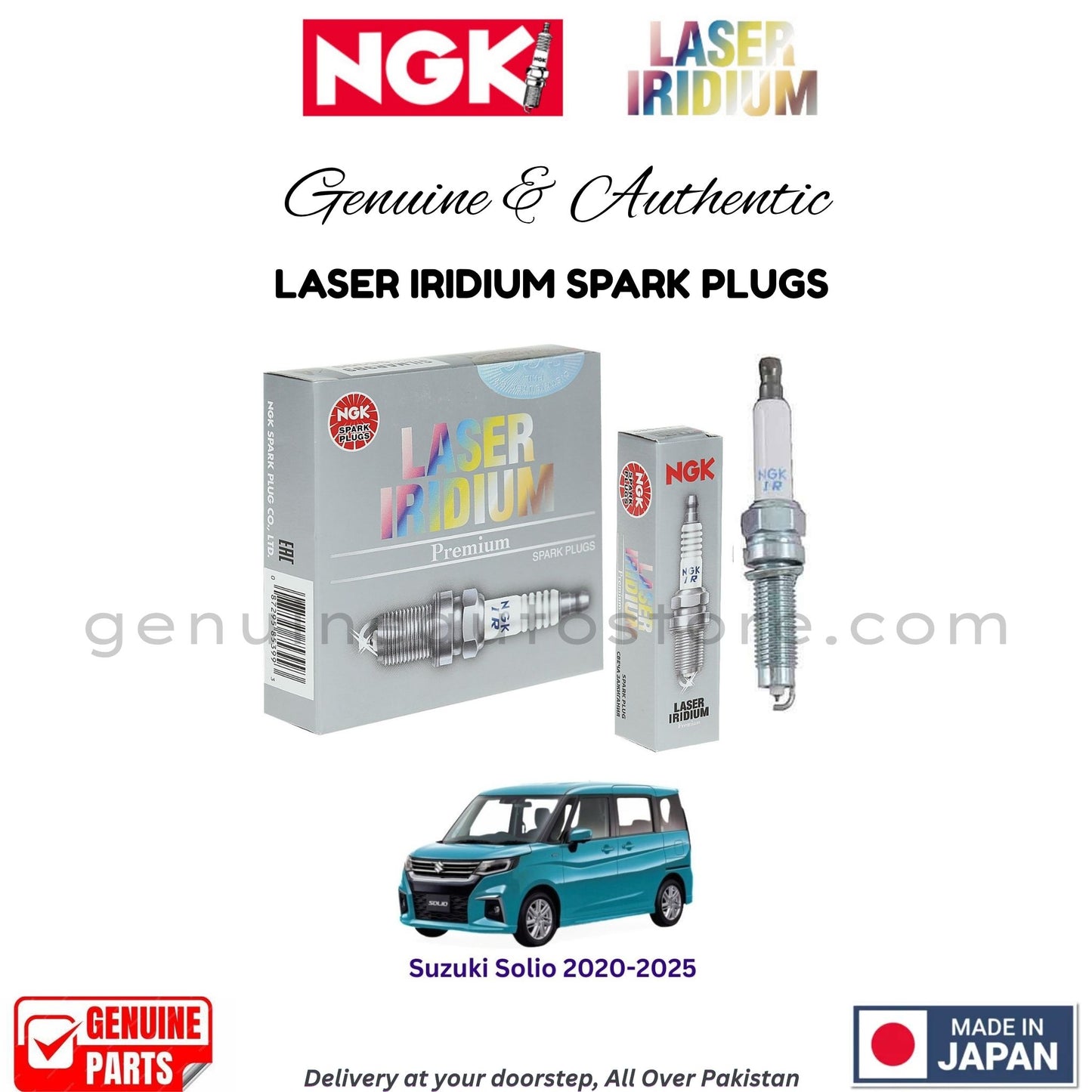 Suzuki Solio 2020-2025 NGK LASER IRIDIUM SPARK PLUGS in Pakistan. 100% Genuine, Reliable, Best Price, Cash on Delivery Available
