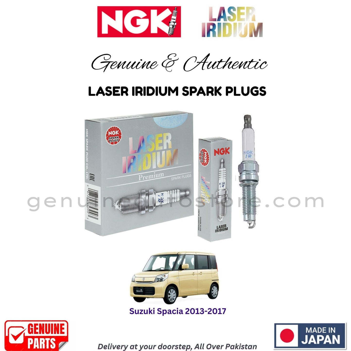 Suzuki Spacia 2013-2017 NGK LASER IRIDIUM SPARK PLUGS in Pakistan. 100% Genuine, Reliable, Best Price, Cash on Delivery Available