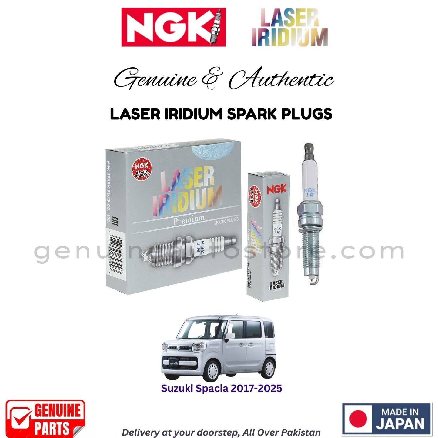 Suzuki Spacia 2017-2025 NGK LASER IRIDIUM SPARK PLUGS in Pakistan. 100% Genuine, Reliable, Best Price, Cash on Delivery Available