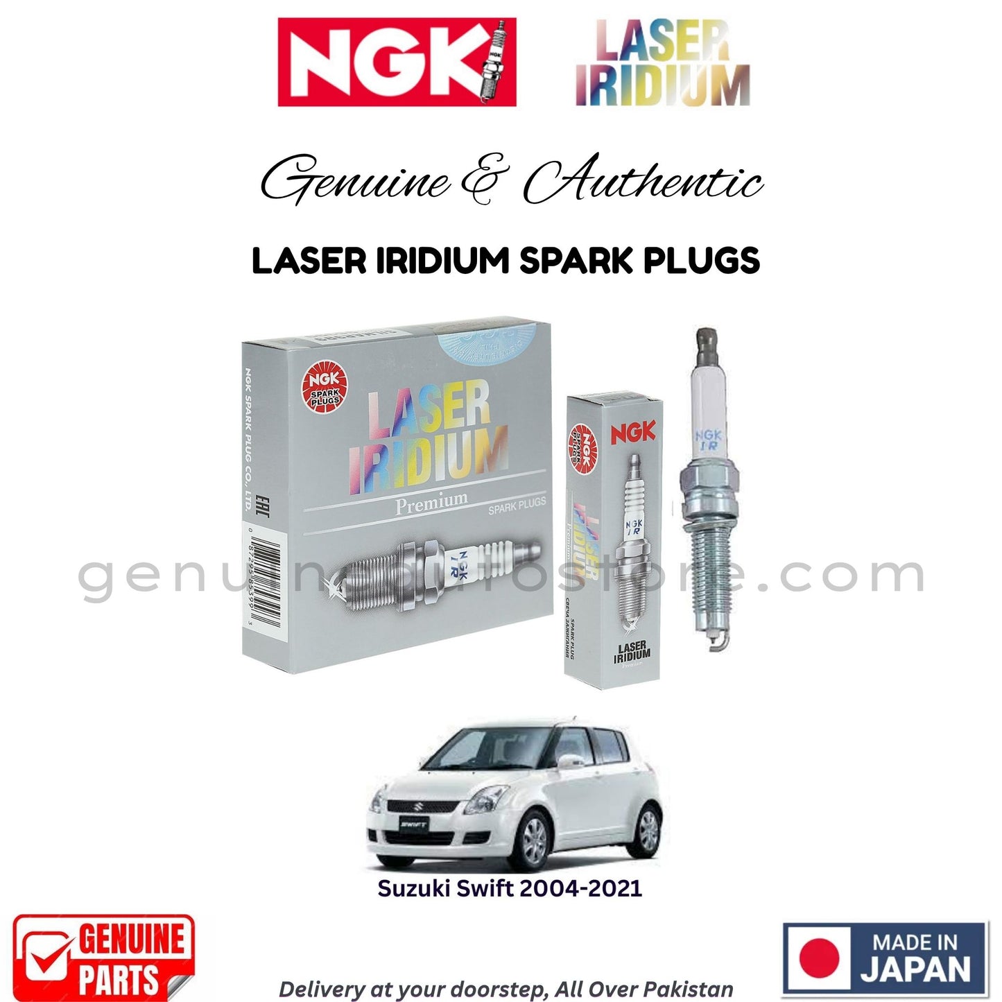Suzuki Swift 2004-2021 NGK LASER IRIDIUM SPARK PLUGS in Pakistan. 100% Genuine, Reliable, Best Price, Cash on Delivery Available