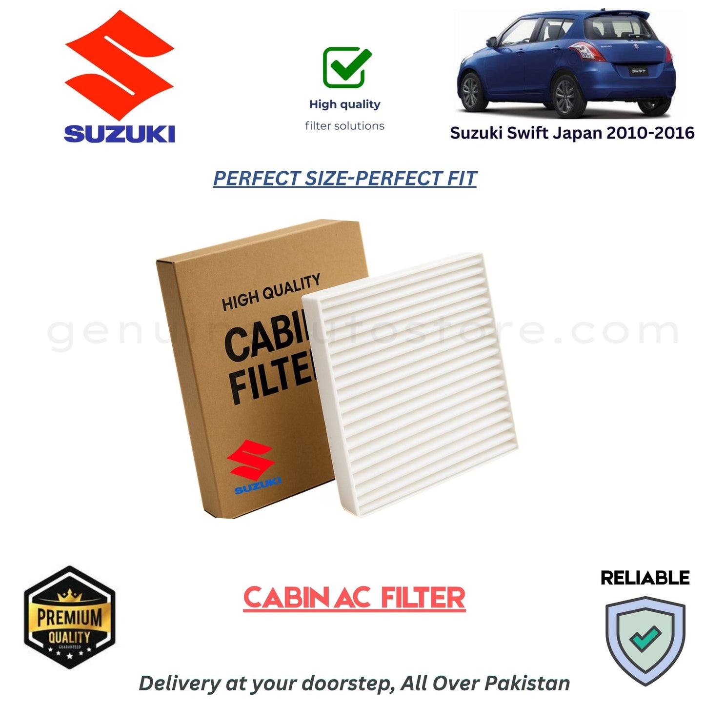 Suzuki Swift Japan 2010-2016 CABIN AC FILTER in Pakistan. 100% Genuine, Reliable, Best Price, Cash on Delivery Available
