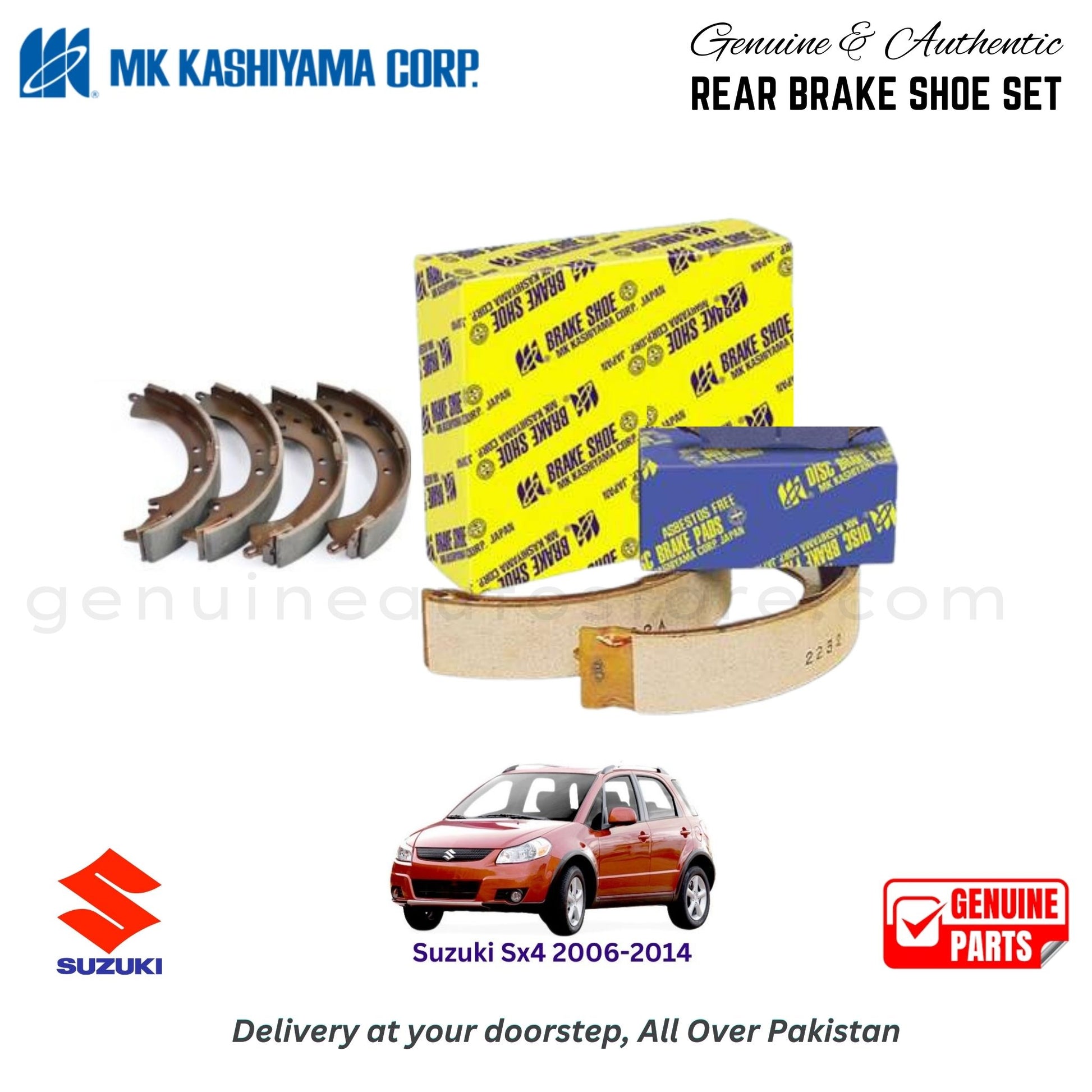 Suzuki Sx4 2006-2014  MK JAPAN REAR BRAKE SHOE SET in Pakistan. 100% Genuine, Reliable, Best Price, Cash on Delivery Available