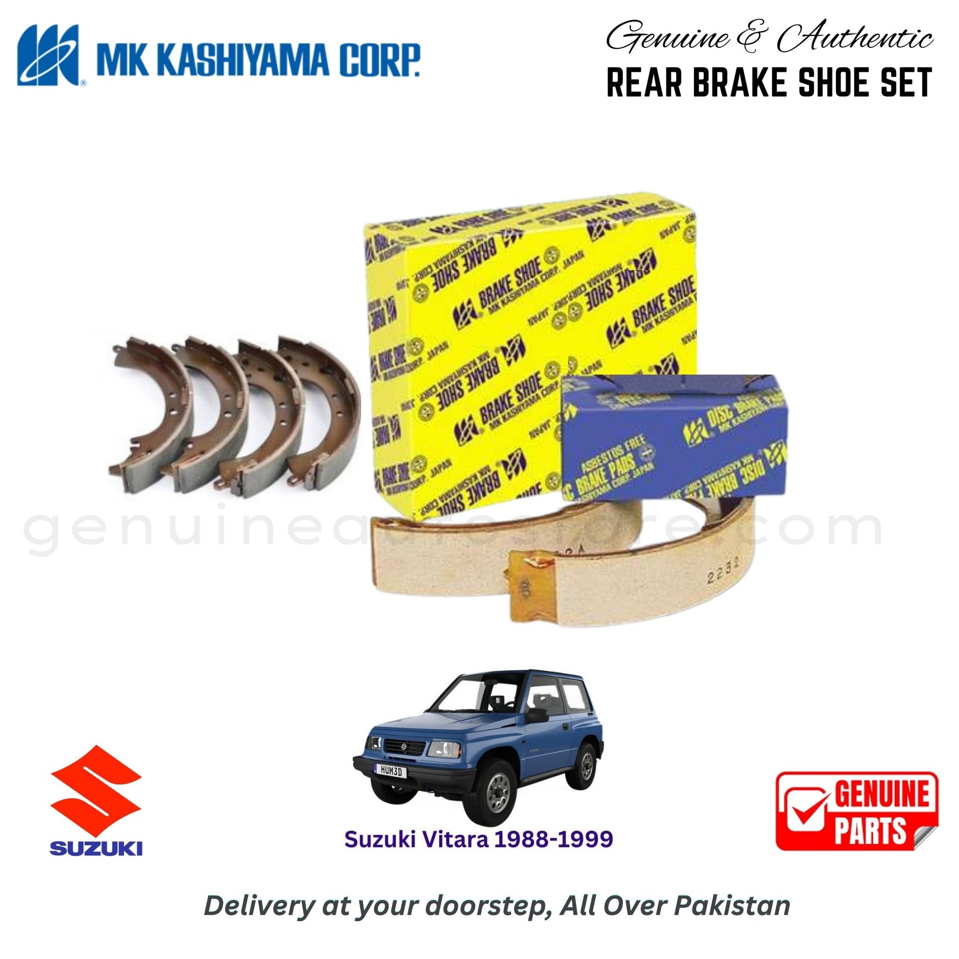 Suzuki Vitara 1998-1999  MK JAPAN REAR BRAKE SHOE SET in Pakistan. 100% Genuine, Reliable, Best Price, Cash on Delivery Available