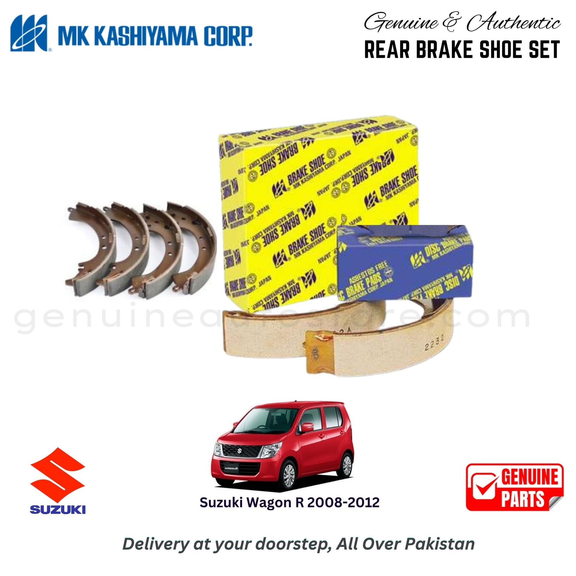 Suzuki Wagon R 2008-2012 MK JAPAN REAR BRAKE SHOE SET in Pakistan. 100% Genuine, Reliable, Best Price, Cash on Delivery Available