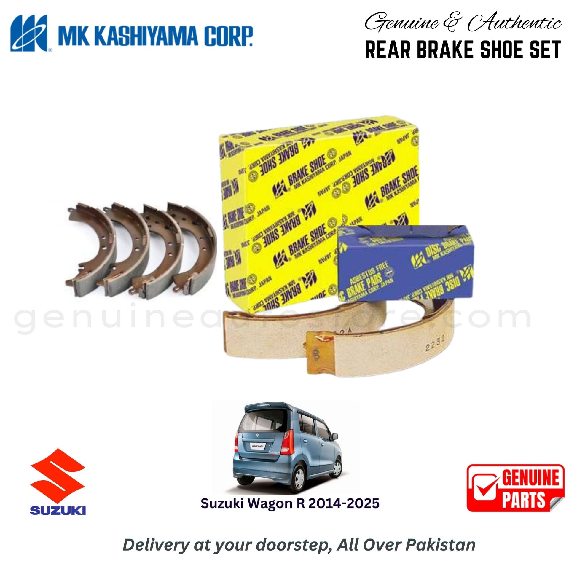 Suzuki Wagon R 2014-2025  MK JAPAN REAR BRAKE SHOE SET in Pakistan. 100% Genuine, Reliable, Best Price, Cash on Delivery Available