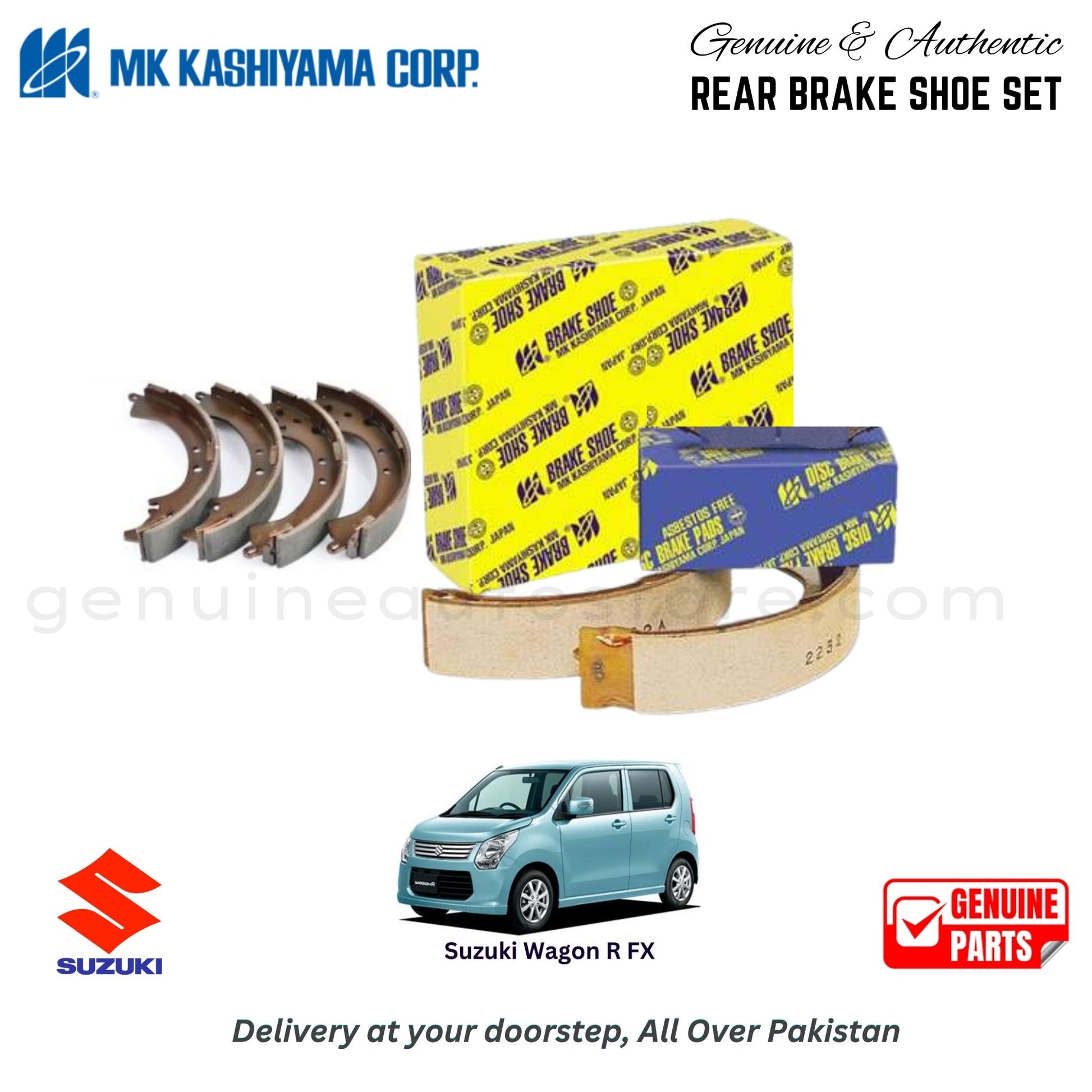 Suzuki Wagon R FX MK JAPAN REAR BRAKE SHOE SET in Pakistan. 100% Genuine, Reliable, Best Price, Cash on Delivery Available