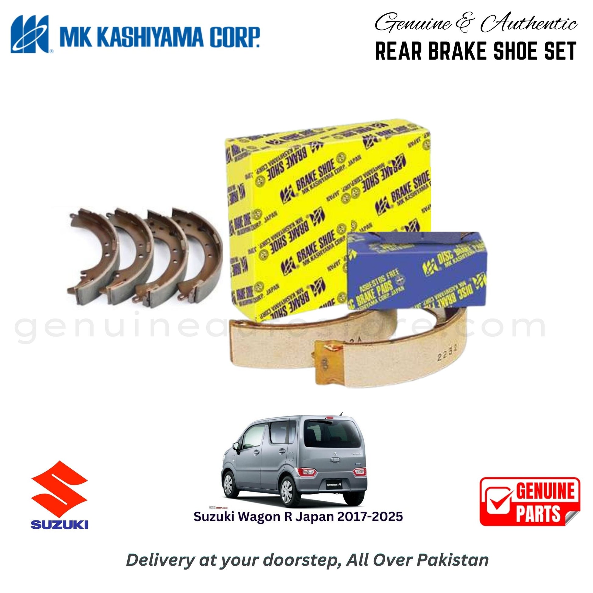 Suzuki Wagon R Japan 2017-2025 MK JAPAN REAR BRAKE SHOE SET in Pakistan. 100% Genuine, Reliable, Best Price, Cash on Delivery Available