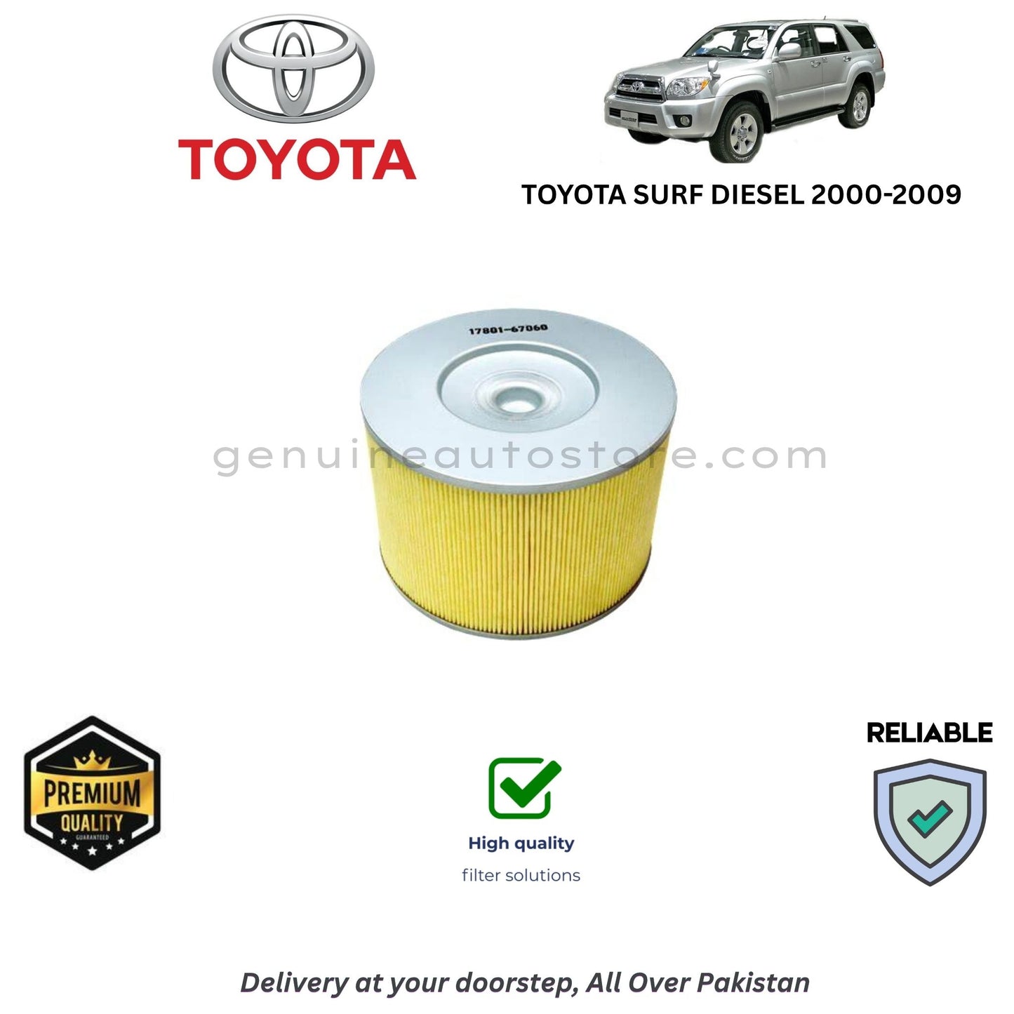 TOYOTA SURF DIESEL 2000-2009 Air Filter Premium Quality in Pakistan, 100% Genuine, Reliable, Best Price, Cash on Delivery