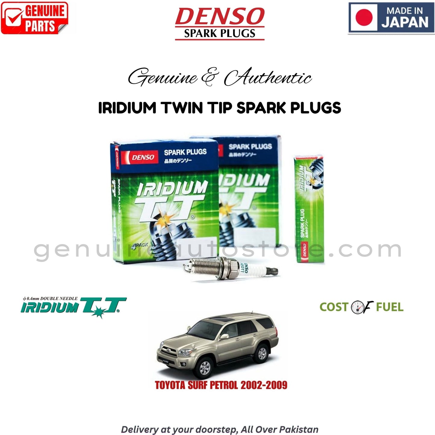 TOYOTA SURF PETROL 2002-2009 DENSO IRIDIUM TWIN TIP SPARK PLUG in Pakistan, 100% Genuine, Reliable, Best Price, Cash on Delivery Available
