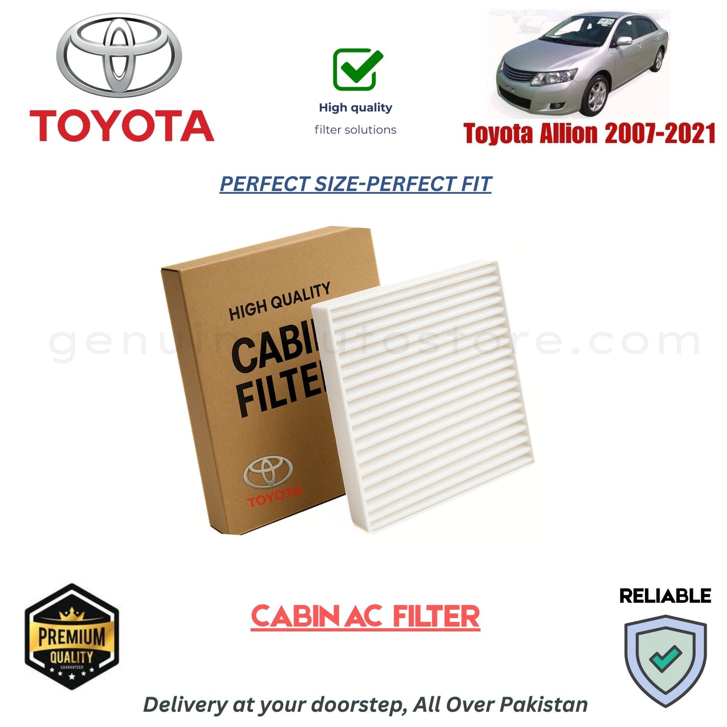 Toyota Allion 2007-2021 CABIN AC FILTER in Pakistan. 100% Genuine, Reliable, Best Price, Cash on Delivery Available