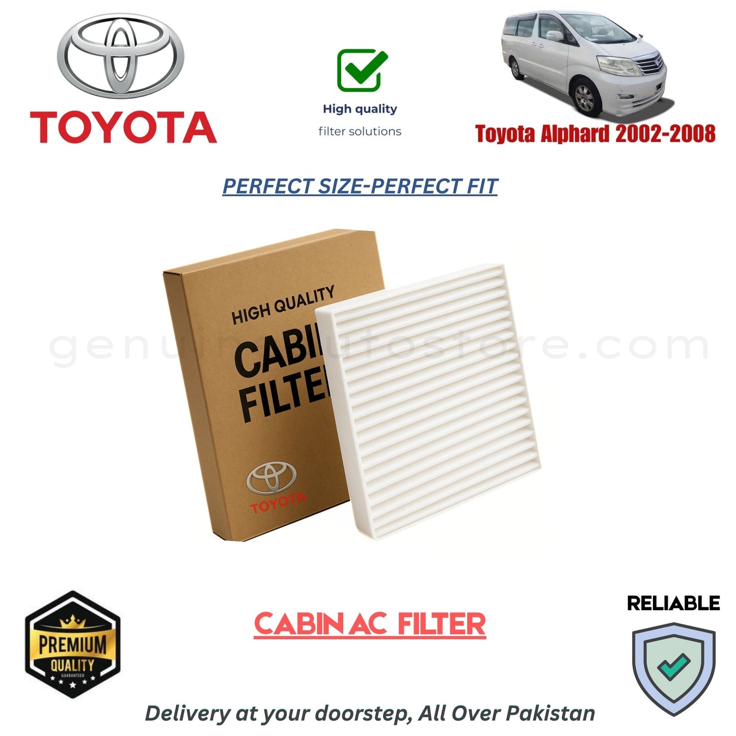 Toyota Alphard 2002-2008 CABIN AC FILTER in Pakistan. 100% Genuine, Reliable, Best Price, Cash on Delivery Available