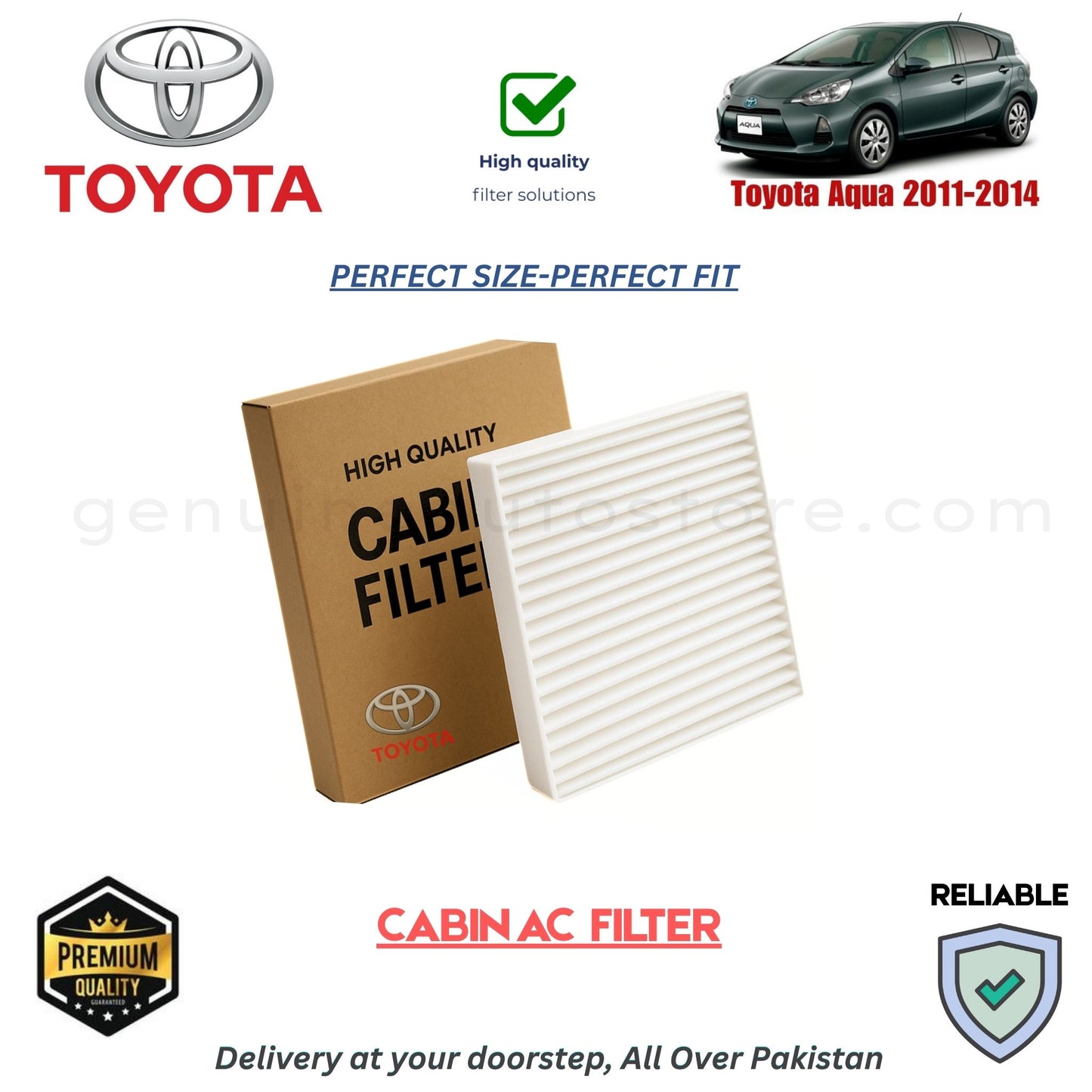 Toyota Aqua 2011-2014 CABIN AC FILTER in Pakistan. 100% Genuine, Reliable, Best Price, Cash on Delivery Available