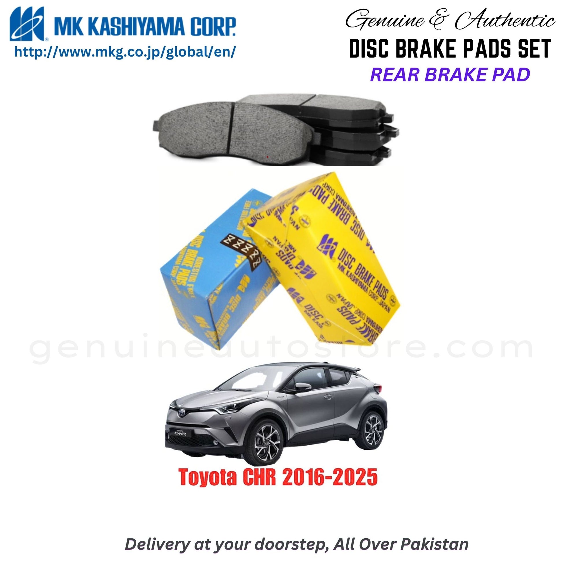 Toyota CHR 2016-2025 Rear Brake Pads MK Japan in Pakistan. 100% Genuine, Reliable, Best Price, Cash on Delivery Available