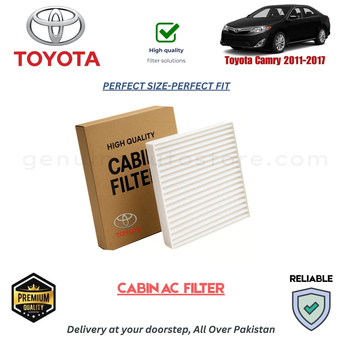 Toyota Camry 2011-2017 CABIN AC FILTER in Pakistan. 100% Genuine, Reliable, Best Price, Cash on Delivery Available