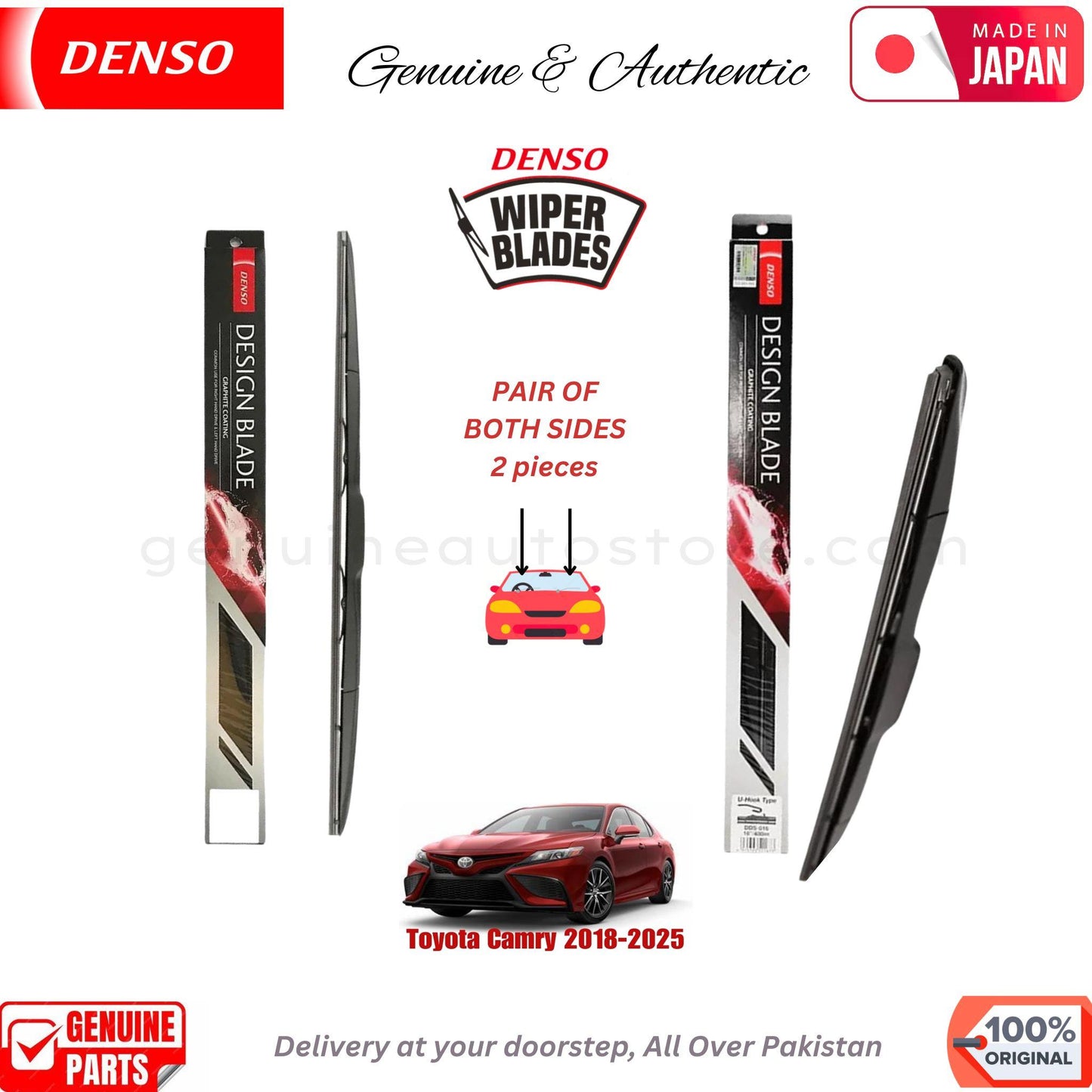 Toyota Camry 2018-2025 DENSO JAPAN WIPER BLADE SET in Pakistan. 100% Genuine, Original, Best Price, Cash on Delivery Available