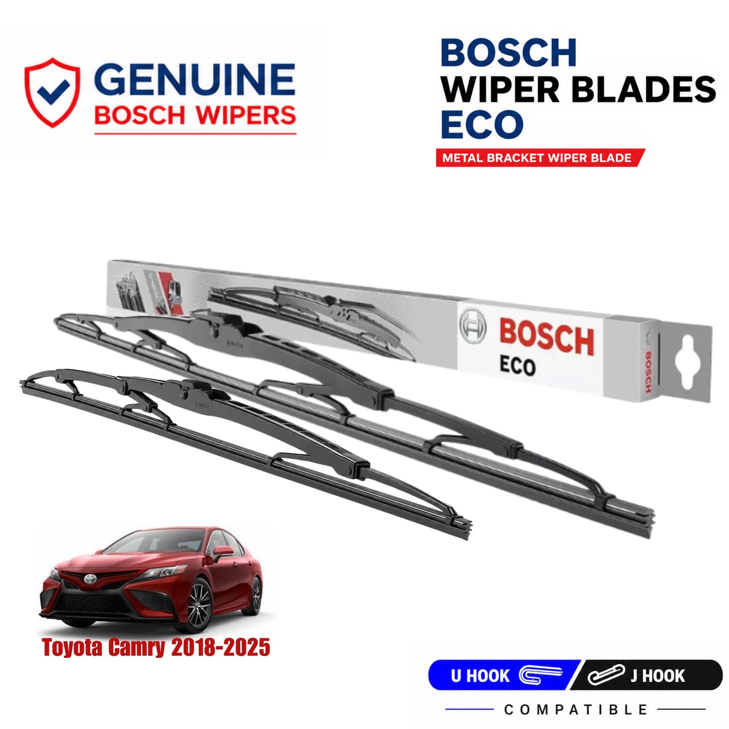 Bosch Genuine metal front wiper set for Toyota Camry 2018-2025, pair of two