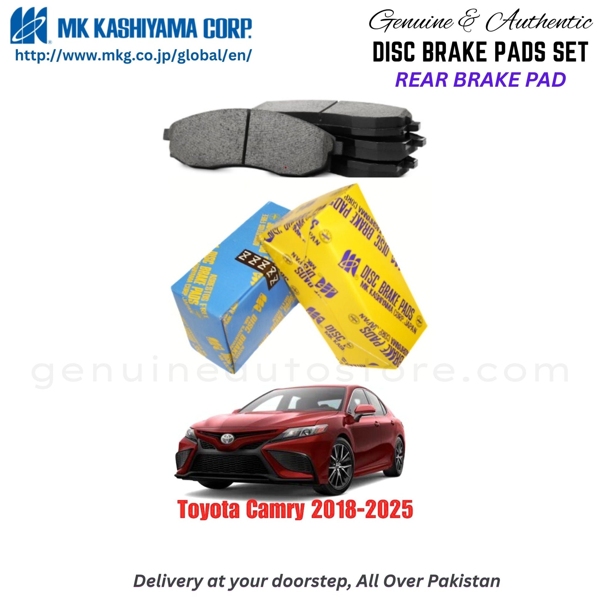 Toyota Camry 2018-2025 Rear Brake Pads MK Japan in Pakistan. 100% Genuine, Reliable, Best Price, Cash on Delivery Available