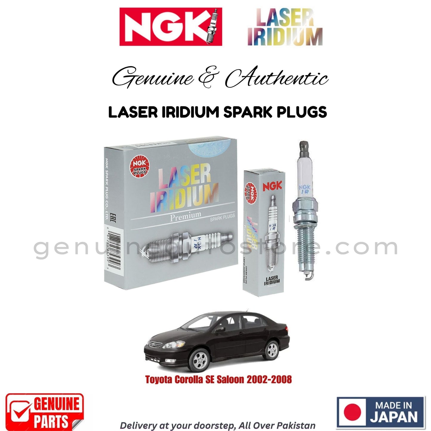 Toyota Corolla SE Saloon 2002-2008 NGK LASER IRIDIUM SPARK PLUGS in Pakistan. 100% Genuine, Reliable, Best Price, Cash on Delivery Available
