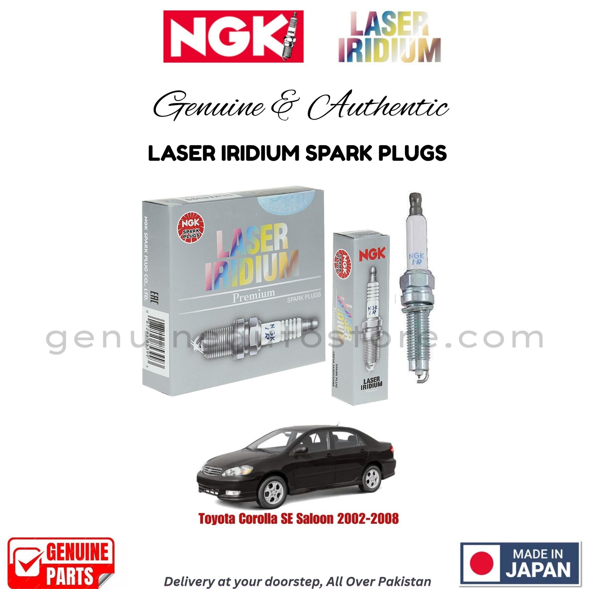 Toyota Corolla SE Saloon 2002-2008 NGK LASER IRIDIUM SPARK PLUGS in Pakistan. 100% Genuine, Reliable, Best Price, Cash on Delivery Available