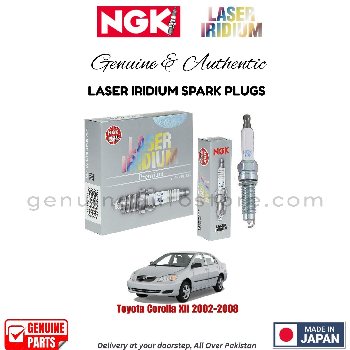 Toyota Corolla Xli 2002-2008 NGK LASER IRIDIUM SPARK PLUGS in Pakistan. 100% Genuine, Reliable, Best Price, Cash on Delivery Available