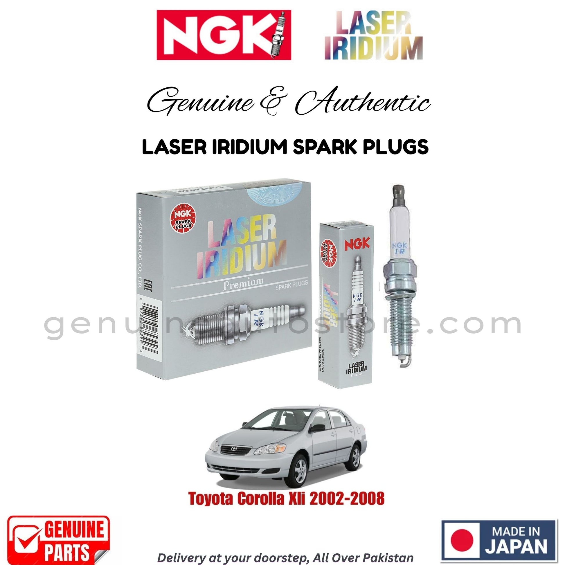 Toyota Corolla Xli 2002-2008 NGK LASER IRIDIUM SPARK PLUGS in Pakistan. 100% Genuine, Reliable, Best Price, Cash on Delivery Available