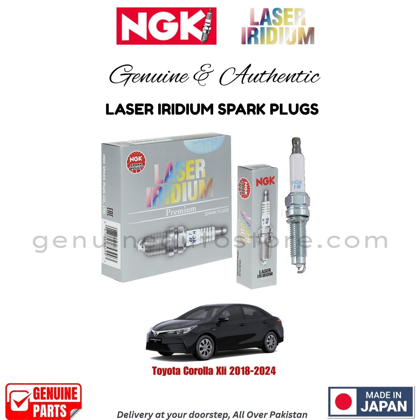 Toyota Corolla Xli 2018-2024 NGK LASER IRIDIUM SPARK PLUGS in Pakistan. 100% Genuine, Reliable, Best Price, Cash on Delivery Available