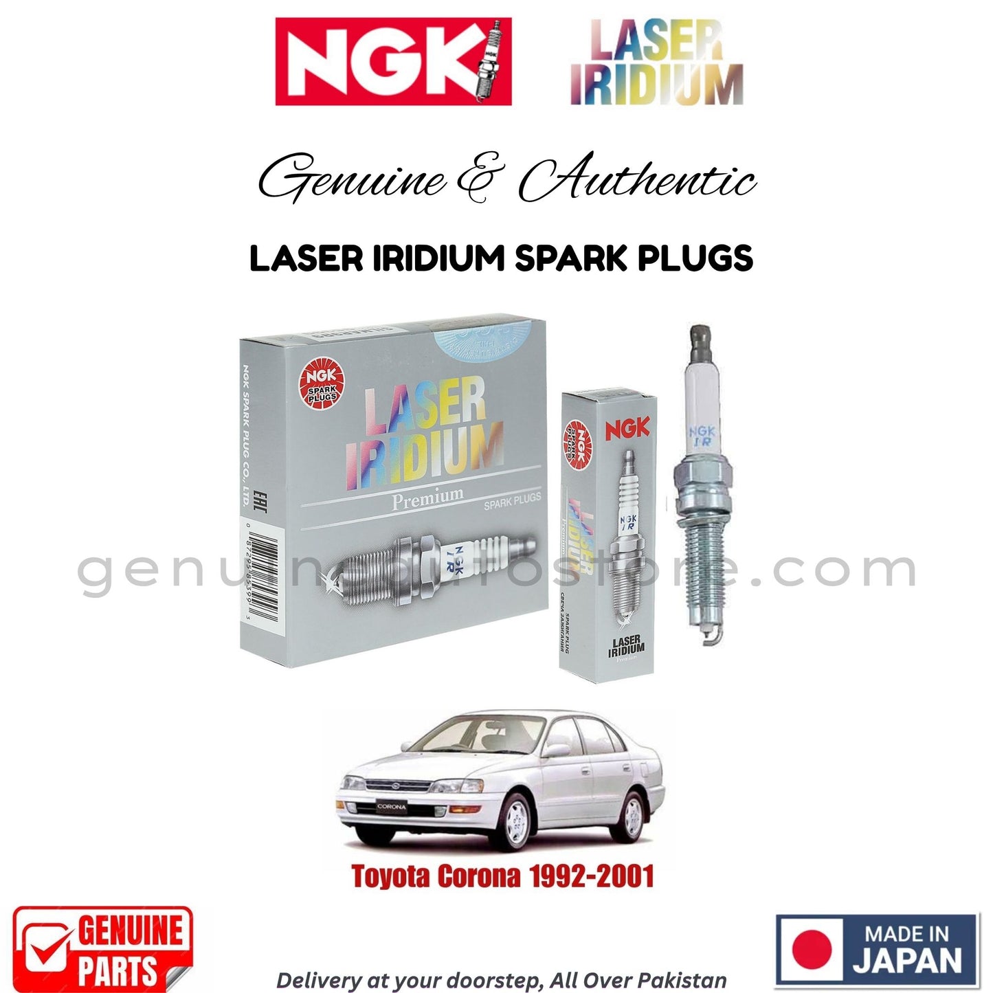 Toyota Corona 1992-2001 NGK LASER IRIDIUM SPARK PLUGS in Pakistan. 100% Genuine, Reliable, Best Price, Cash on Delivery Available