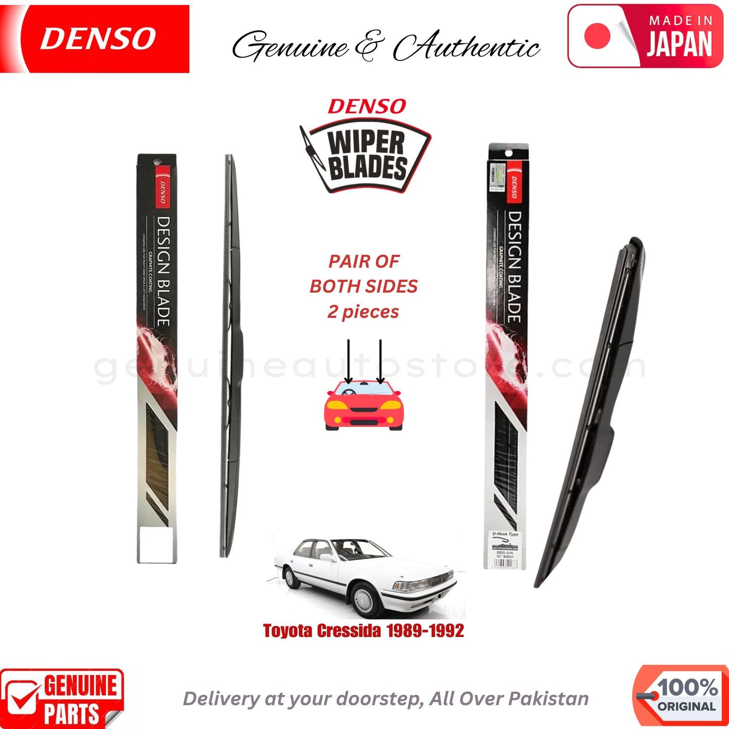 Toyota Cressida 1989-1992 DENSO JAPAN WIPER BLADE SET in Pakistan. 100% Genuine, Original, Best Price, Cash on Delivery Available