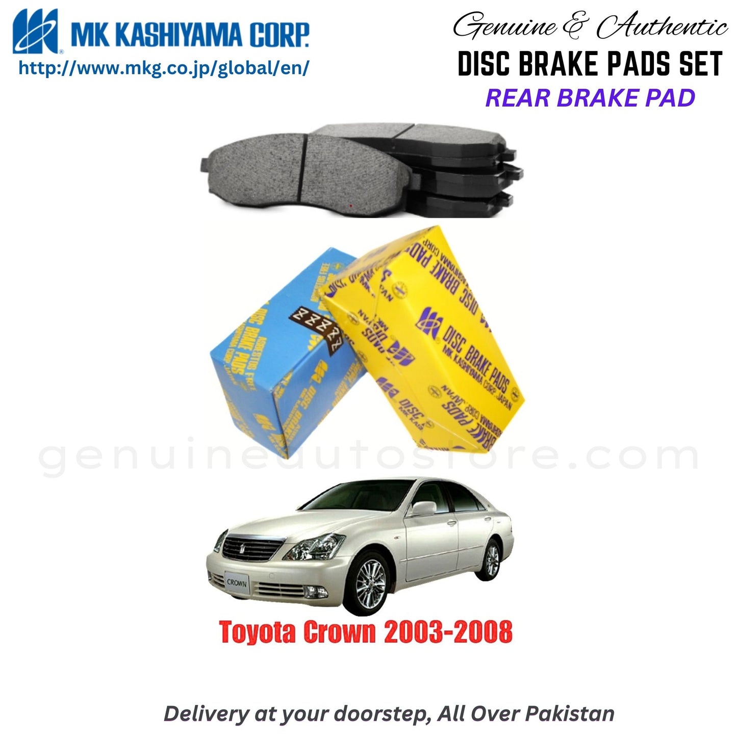 Toyota Crown 2003-2008 Rear Brake Pads MK Japan in Pakistan. 100% Genuine, Reliable, Best Price, Cash on Delivery Available