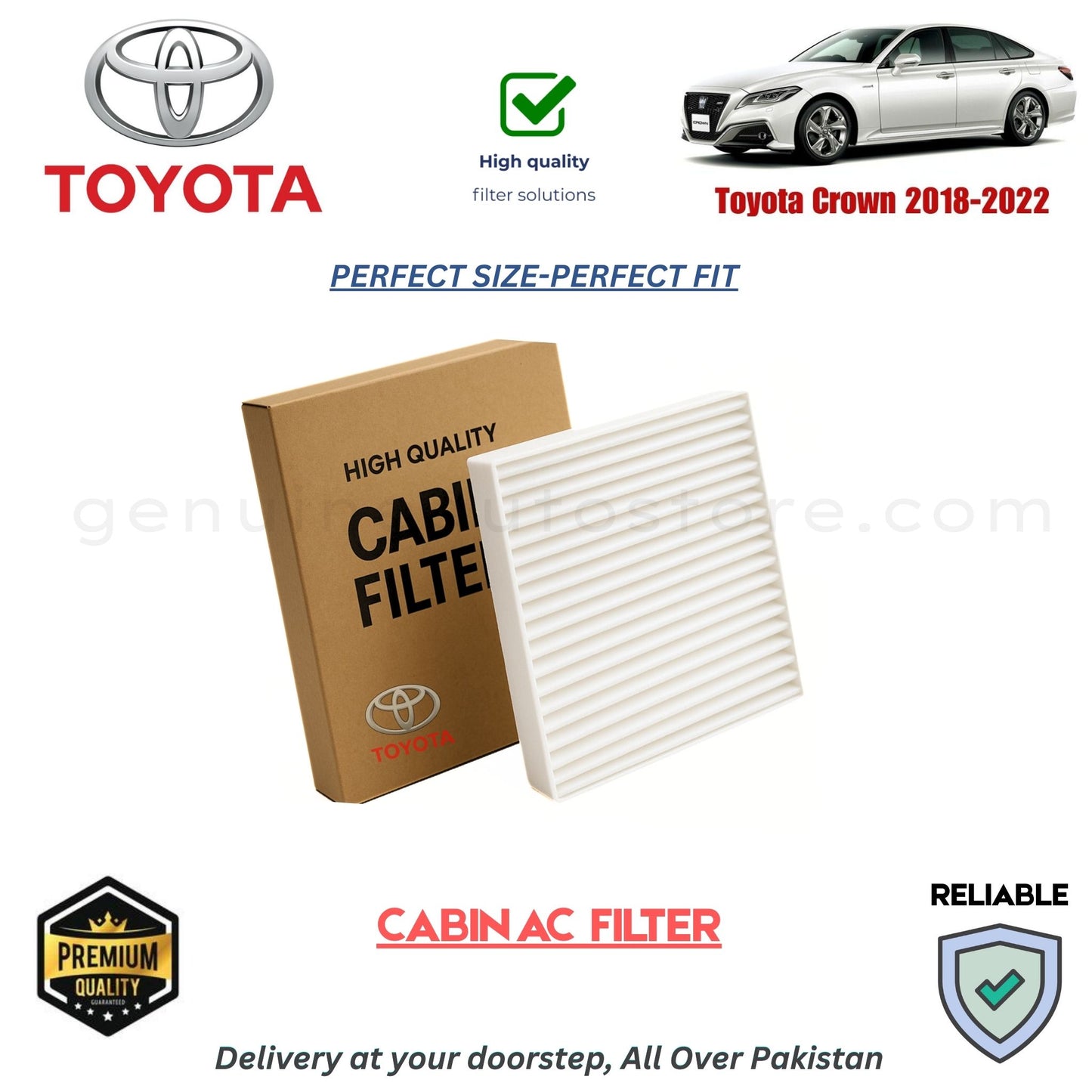 Toyota Crown 2018-2022 CABIN AC FILTER in Pakistan. 100% Genuine, Reliable, Best Price, Cash on Delivery Available