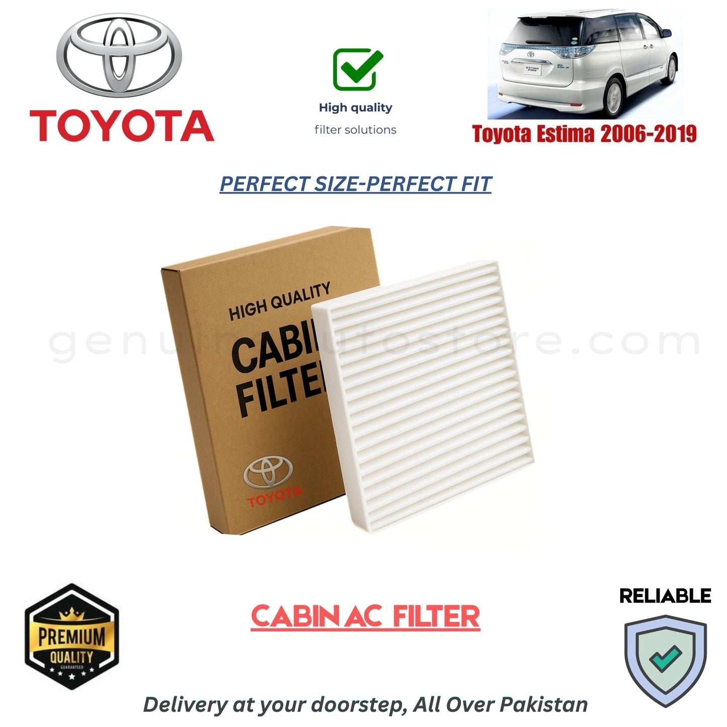 Toyota Estima 2006-2019 CABIN AC FILTER in Pakistan. 100% Genuine, Reliable, Best Price, Cash on Delivery Available