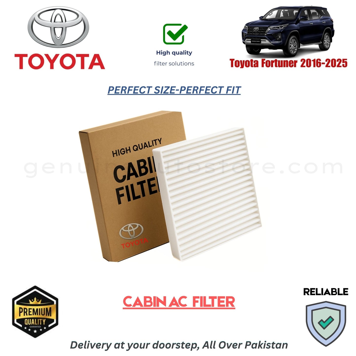 Toyota Fortuner 2016-2025 CABIN AC FILTER in Pakistan. 100% Genuine, Reliable, Best Price, Cash on Delivery Available
