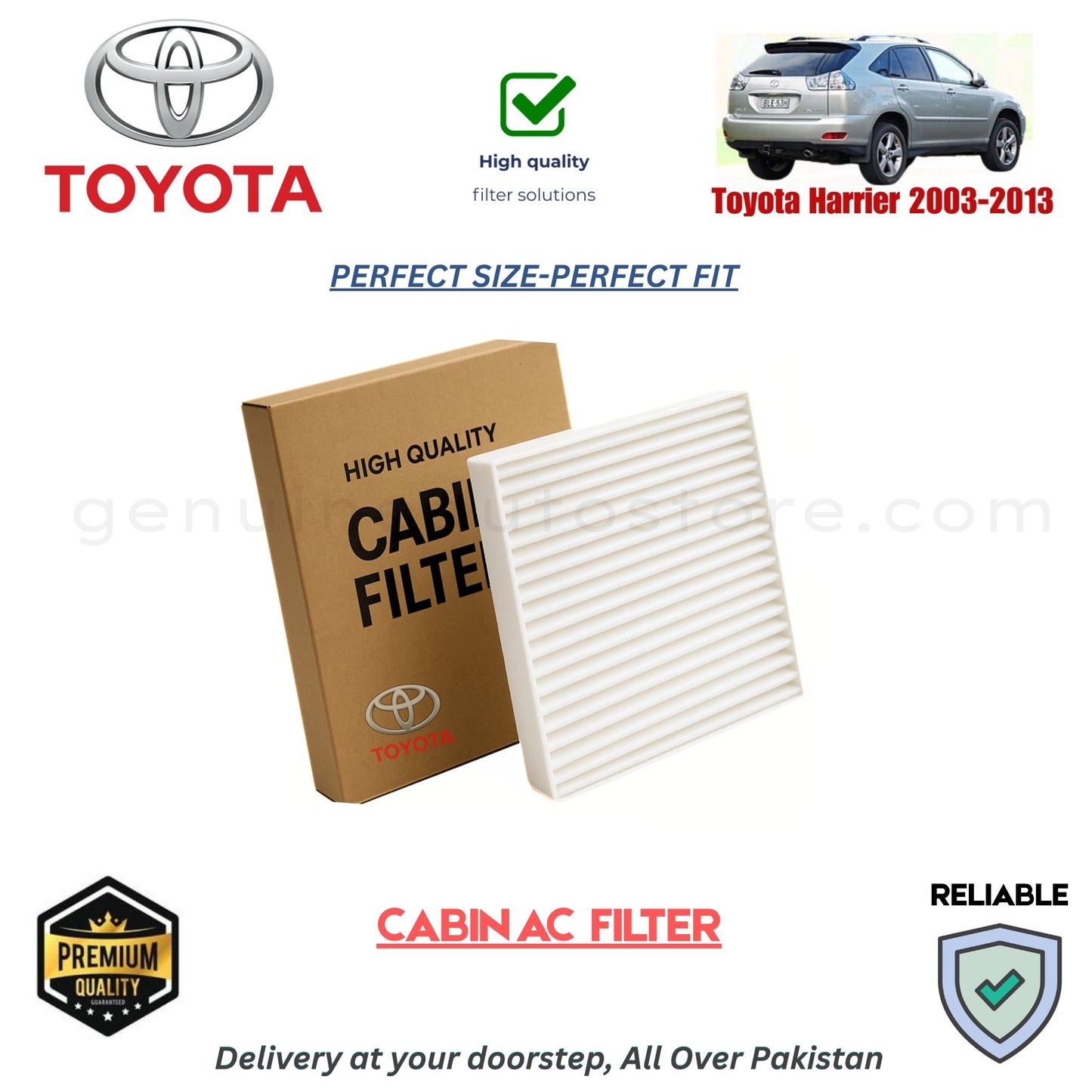Toyota Harrier 2003-2013 CABIN AC FILTER in Pakistan. 100% Genuine, Reliable, Best Price, Cash on Delivery Available