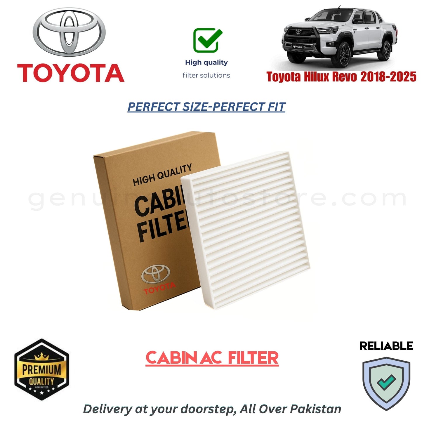 Toyota Hilux Revo 2018-2025 CABIN AC FILTER in Pakistan. 100% Genuine, Reliable, Best Price, Cash on Delivery Available