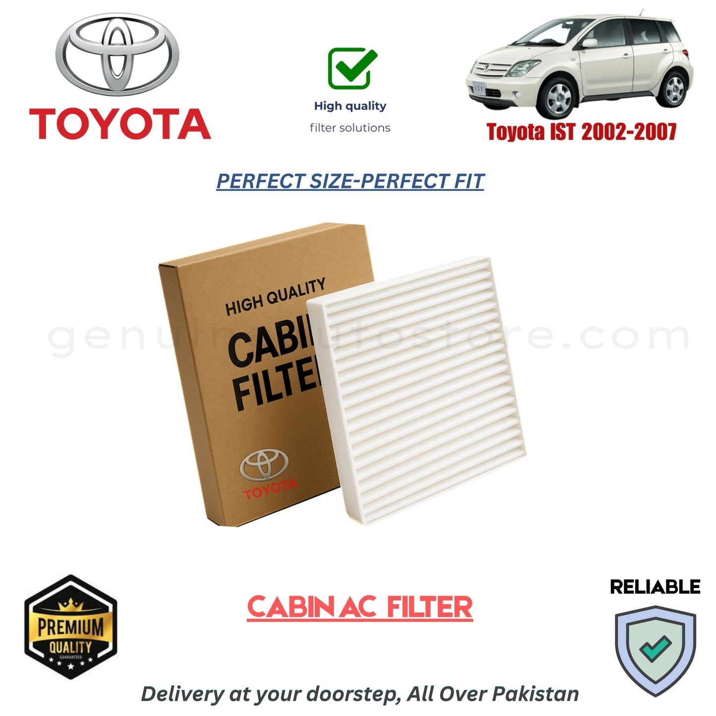 Toyota IST 2002-2007 CABIN AC FILTER in Pakistan. 100% Genuine, Reliable, Best Price, Cash on Delivery Available