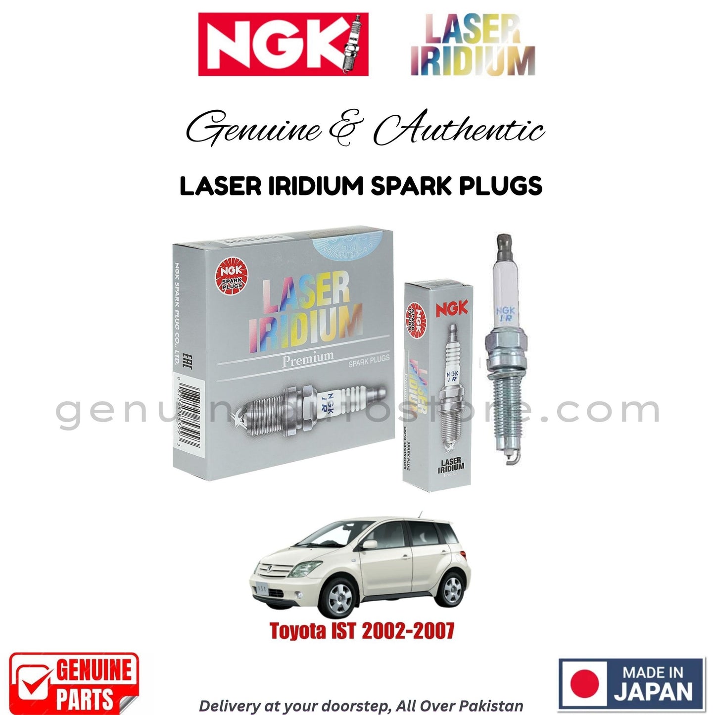 Toyota IST 2002-2007 NGK LASER IRIDIUM SPARK PLUGS in Pakistan. 100% Genuine, Reliable, Best Price, Cash on Delivery Available