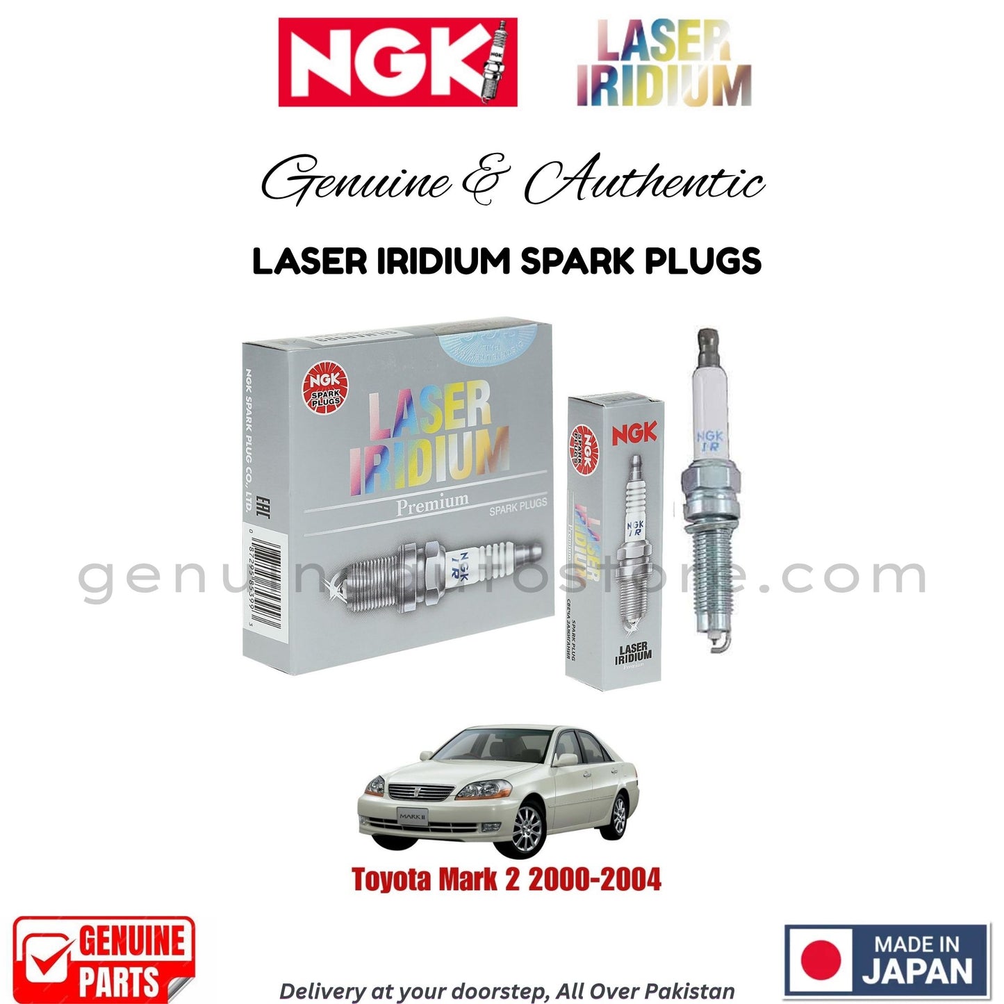 Toyota Mark 2 2000-2004 NGK LASER IRIDIUM SPARK PLUGS in Pakistan. 100% Genuine, Reliable, Best Price, Cash on Delivery Available