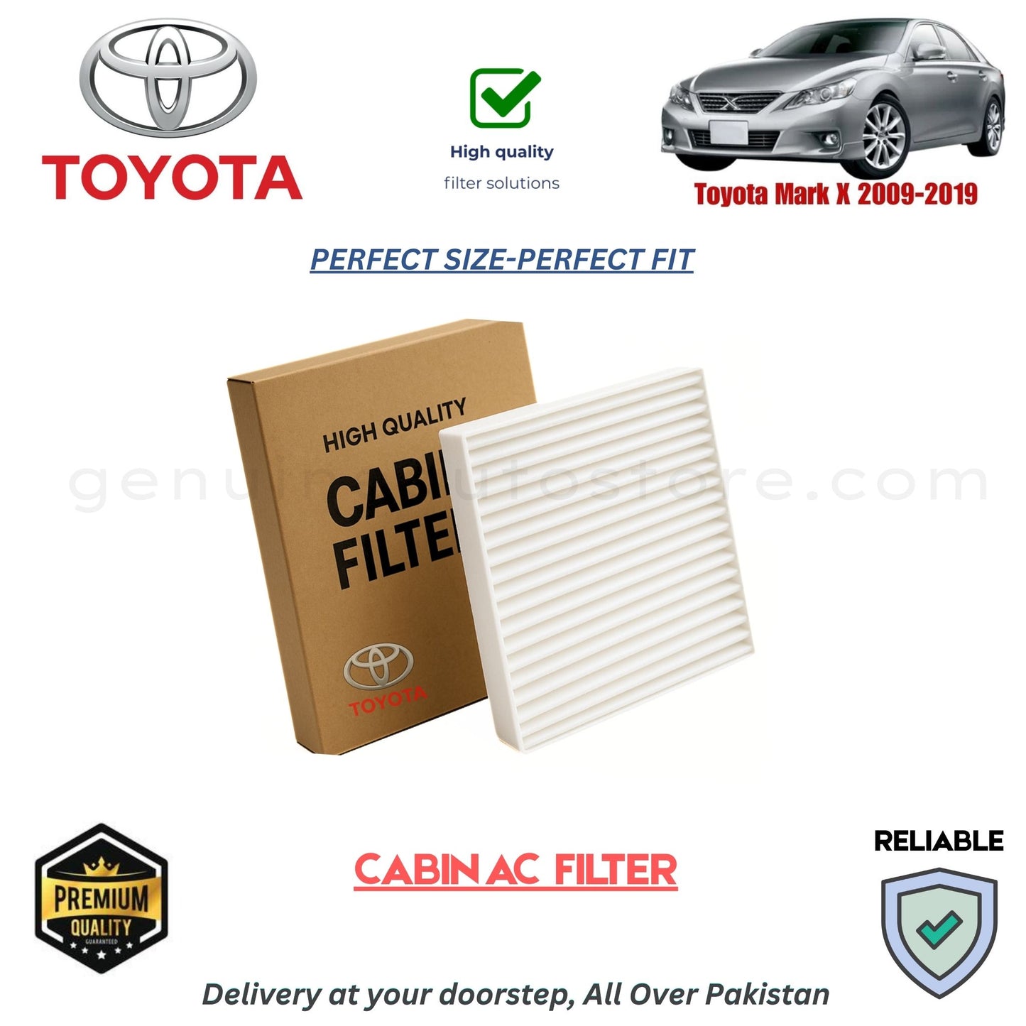 Toyota Mark X 2009-2019 CABIN AC FILTER in Pakistan. 100% Genuine, Reliable, Best Price, Cash on Delivery Available